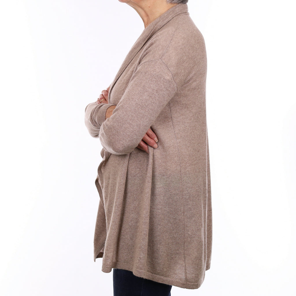 Fawn Brown Cashmere Waterfall Cardigan Medium