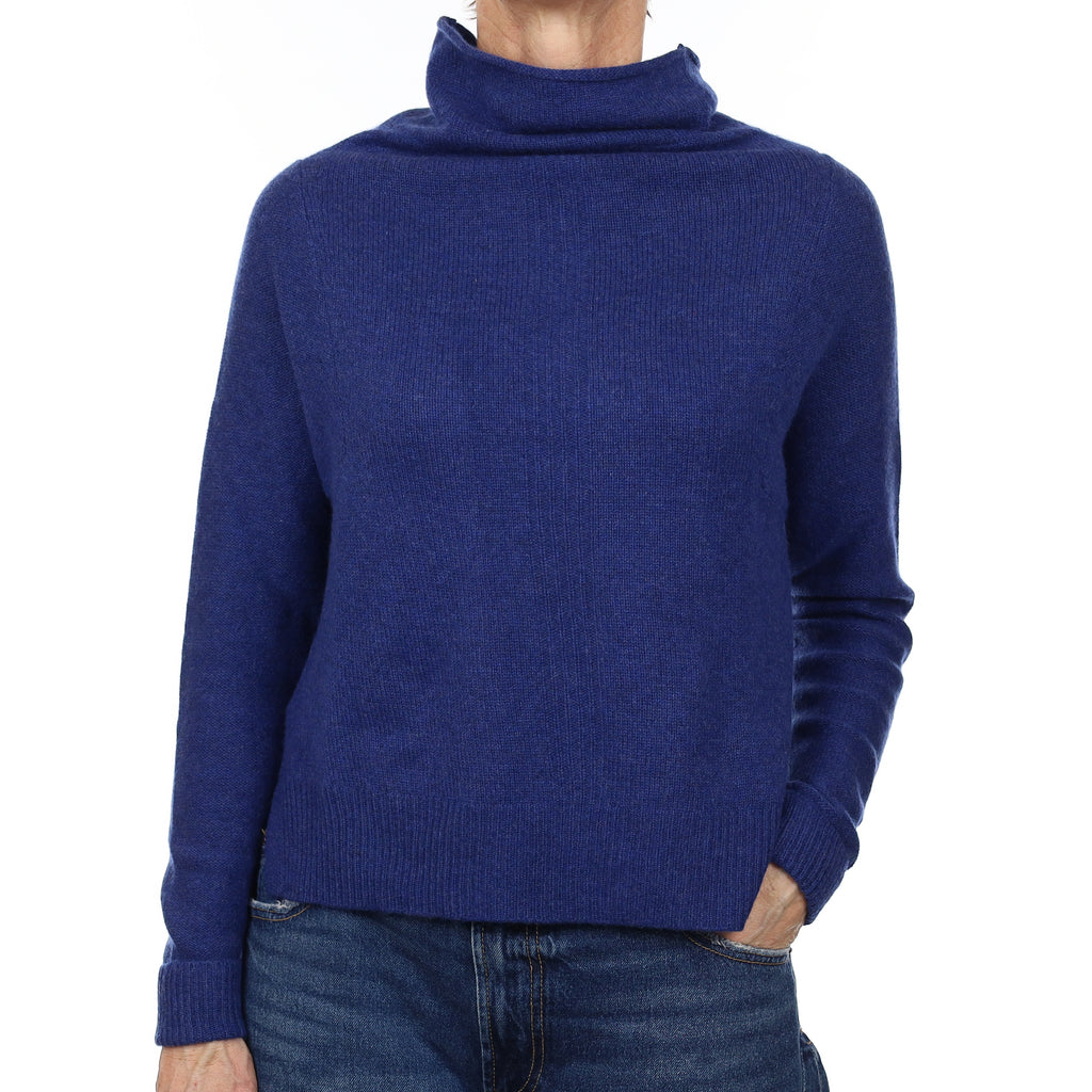 Poetry Admiral Blue Cashmere Boxy Funnel Neck Jumper Small