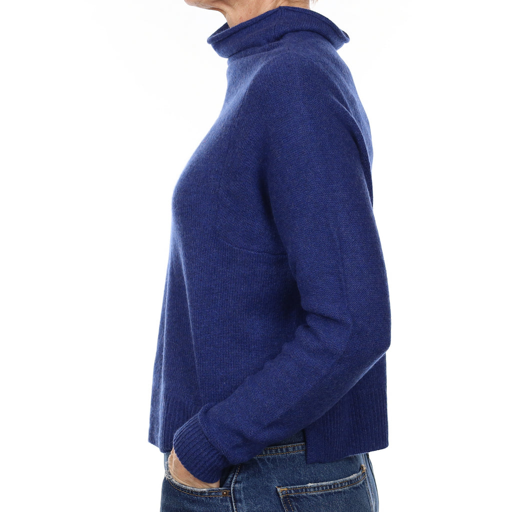 Poetry Admiral Blue Cashmere Boxy Funnel Neck Jumper Small