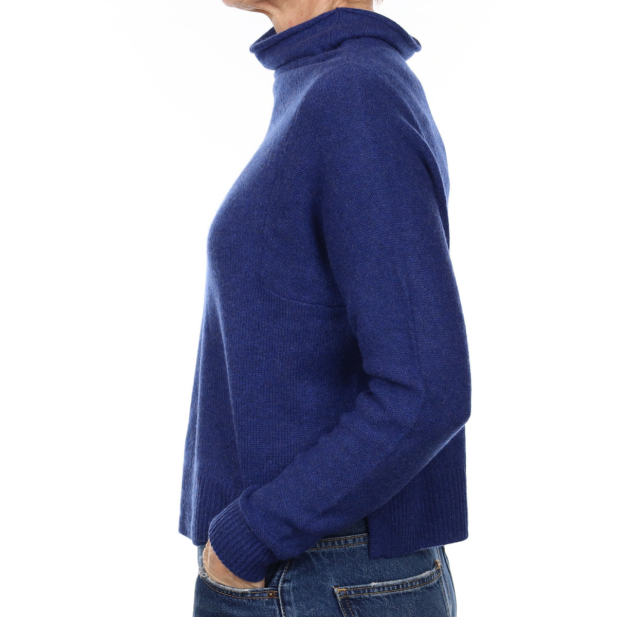 Poetry Admiral Blue Cashmere Boxy Funnel Neck Jumper Small