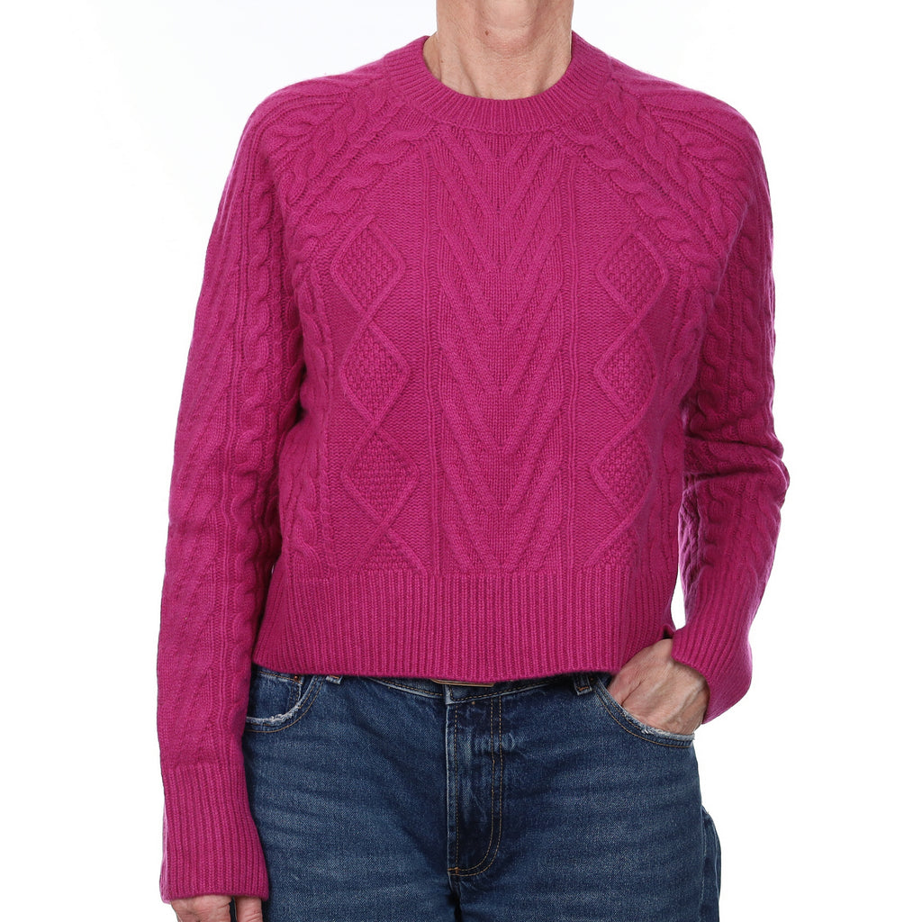 Rag & Bone Fuchsia Pink Extra Chunky Cashmere Crew Neck Jumper Small