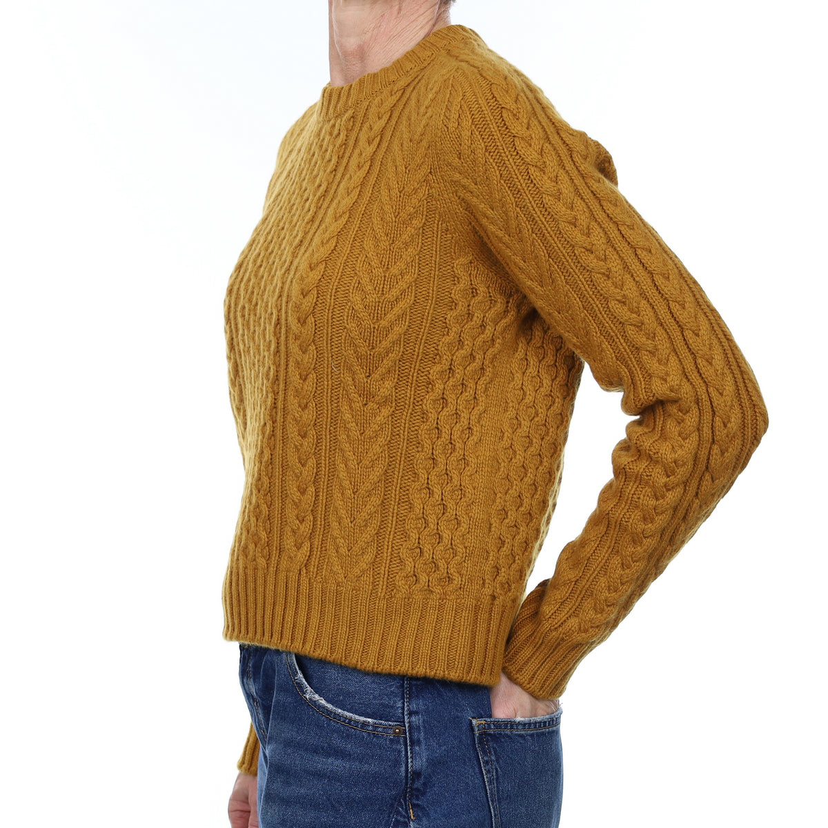 Brand New Scottish Golden Brown Extra Chunky Cashmere Crew Neck Jumper Small
