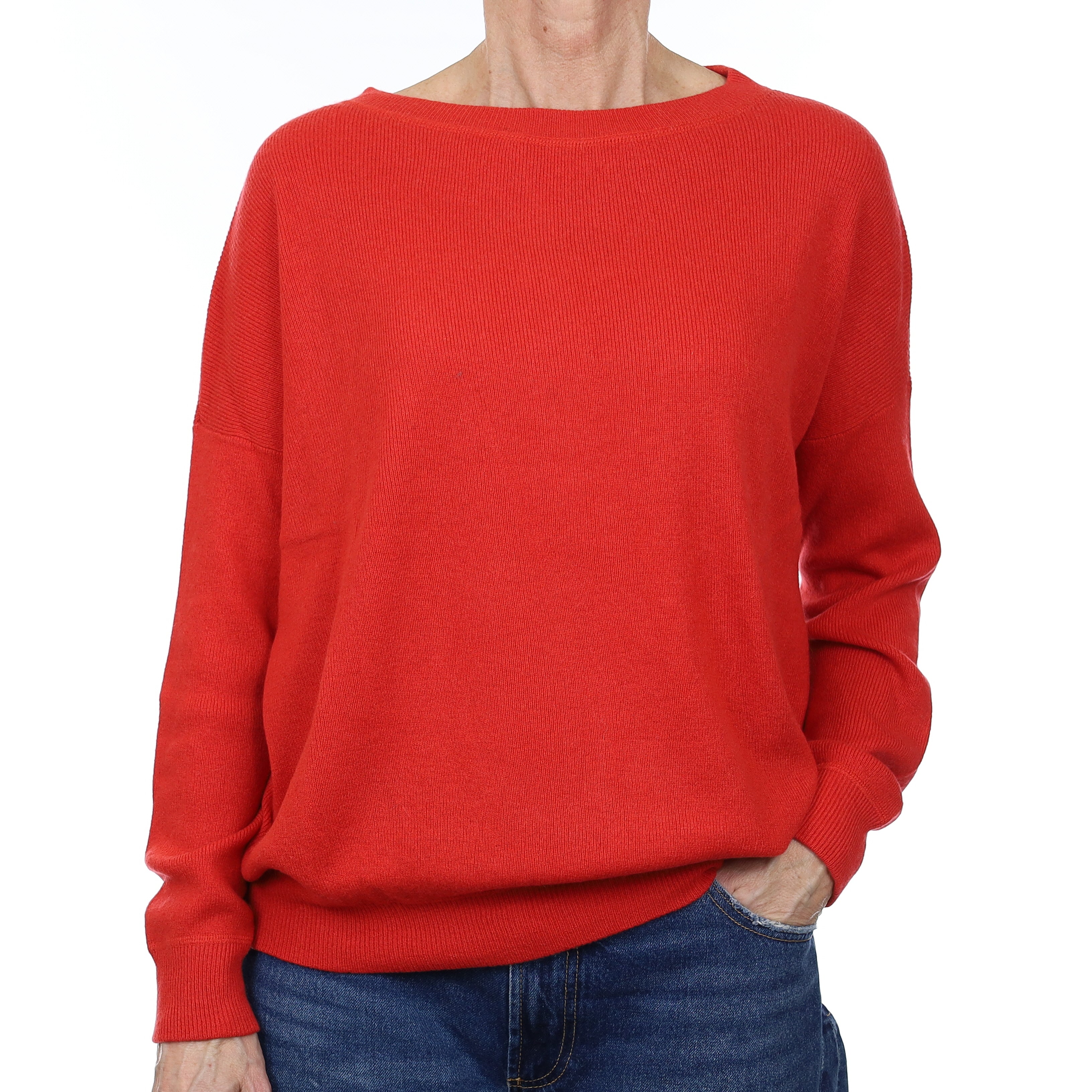 Vince Vermillion Red Cashmere Slouchy Crew Neck Jumper Small
