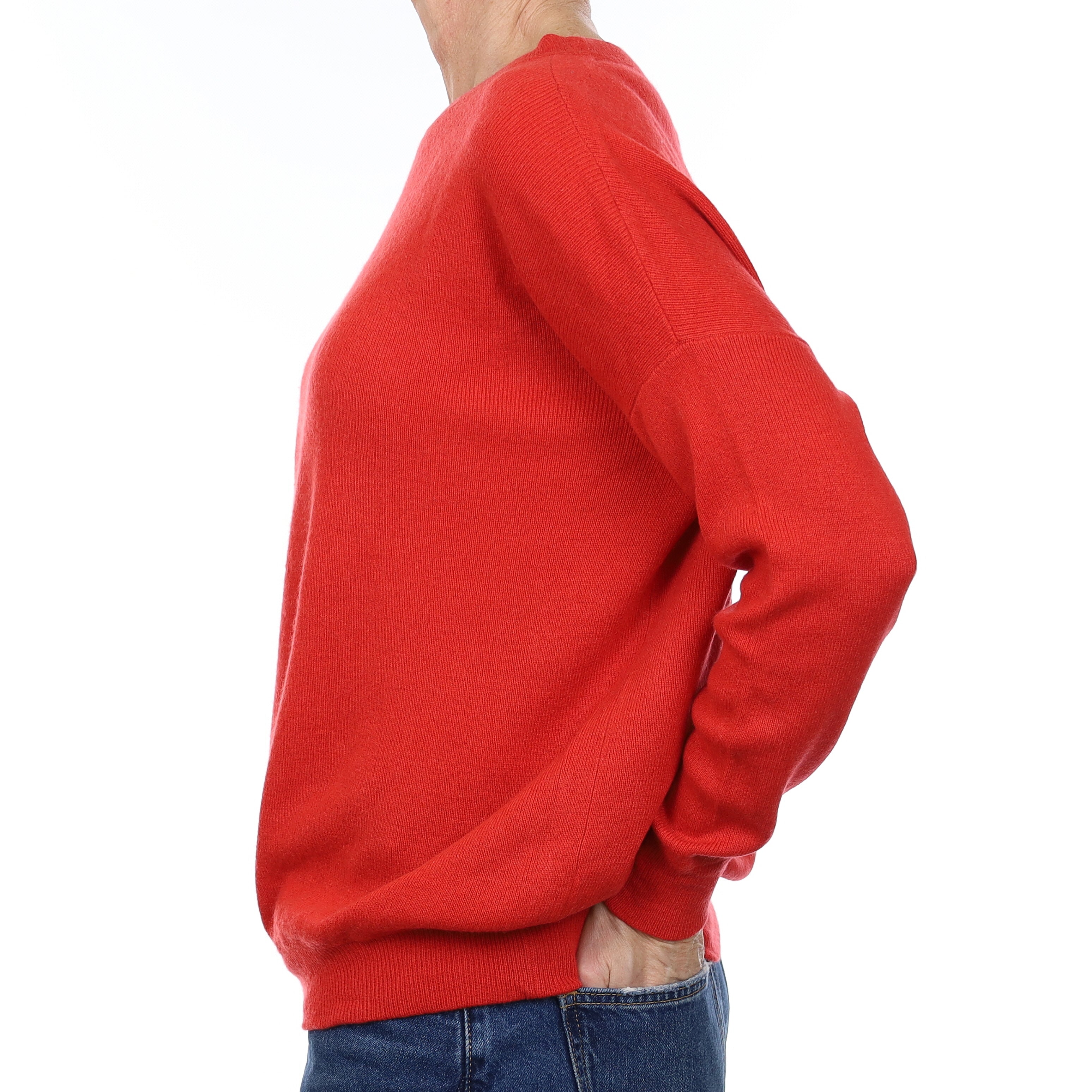 Vince Vermillion Red Cashmere Slouchy Crew Neck Jumper Small