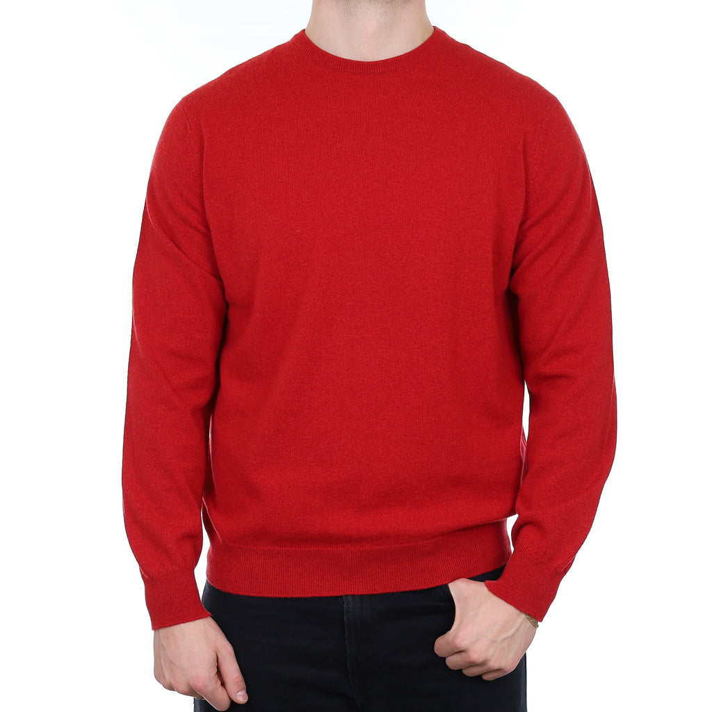 Men's Brand New Alex Begg Scarlet Red Cashmere Crew Neck Jumper XL