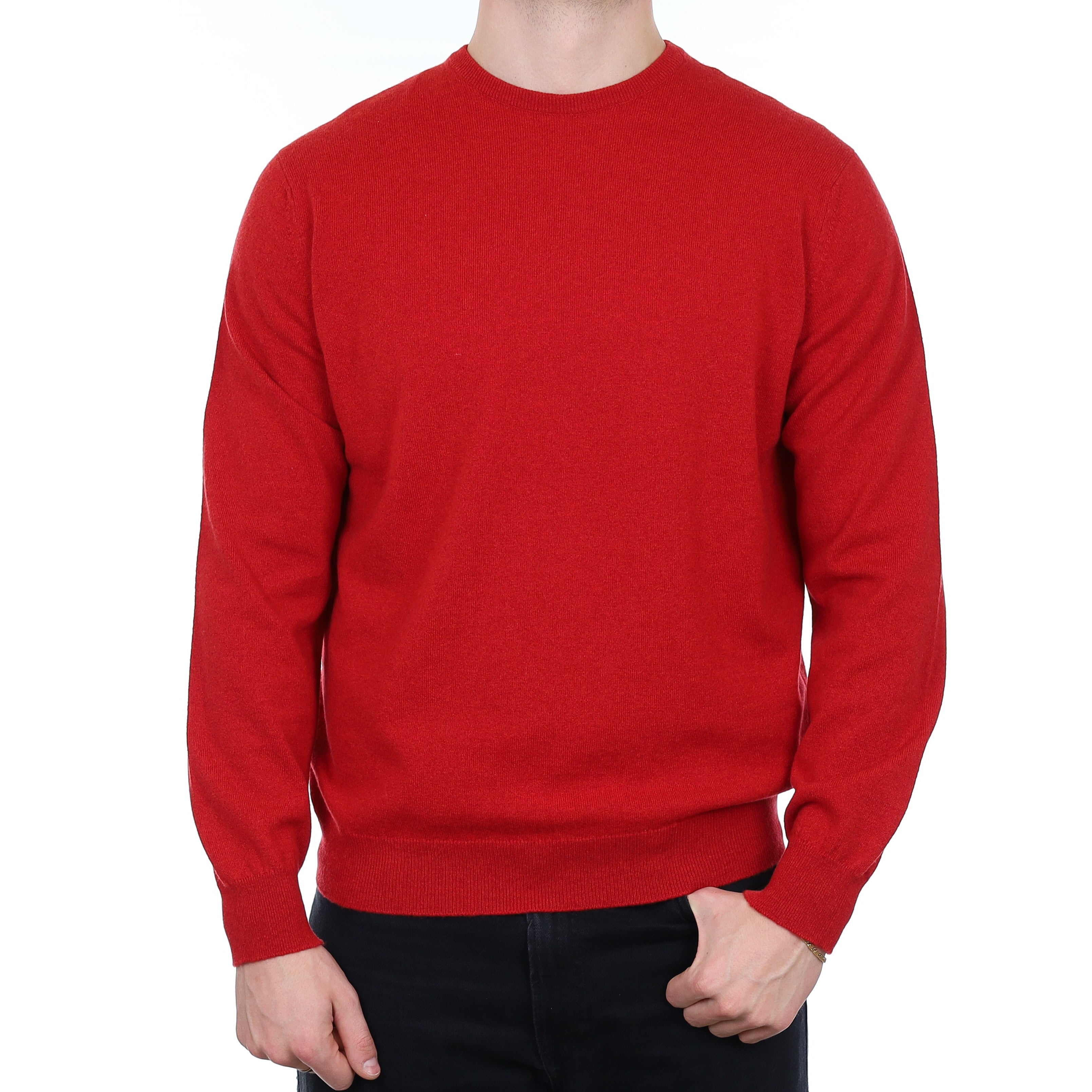 Men's Brand New Alex Begg Scarlet Red Cashmere Crew Neck Jumper XL