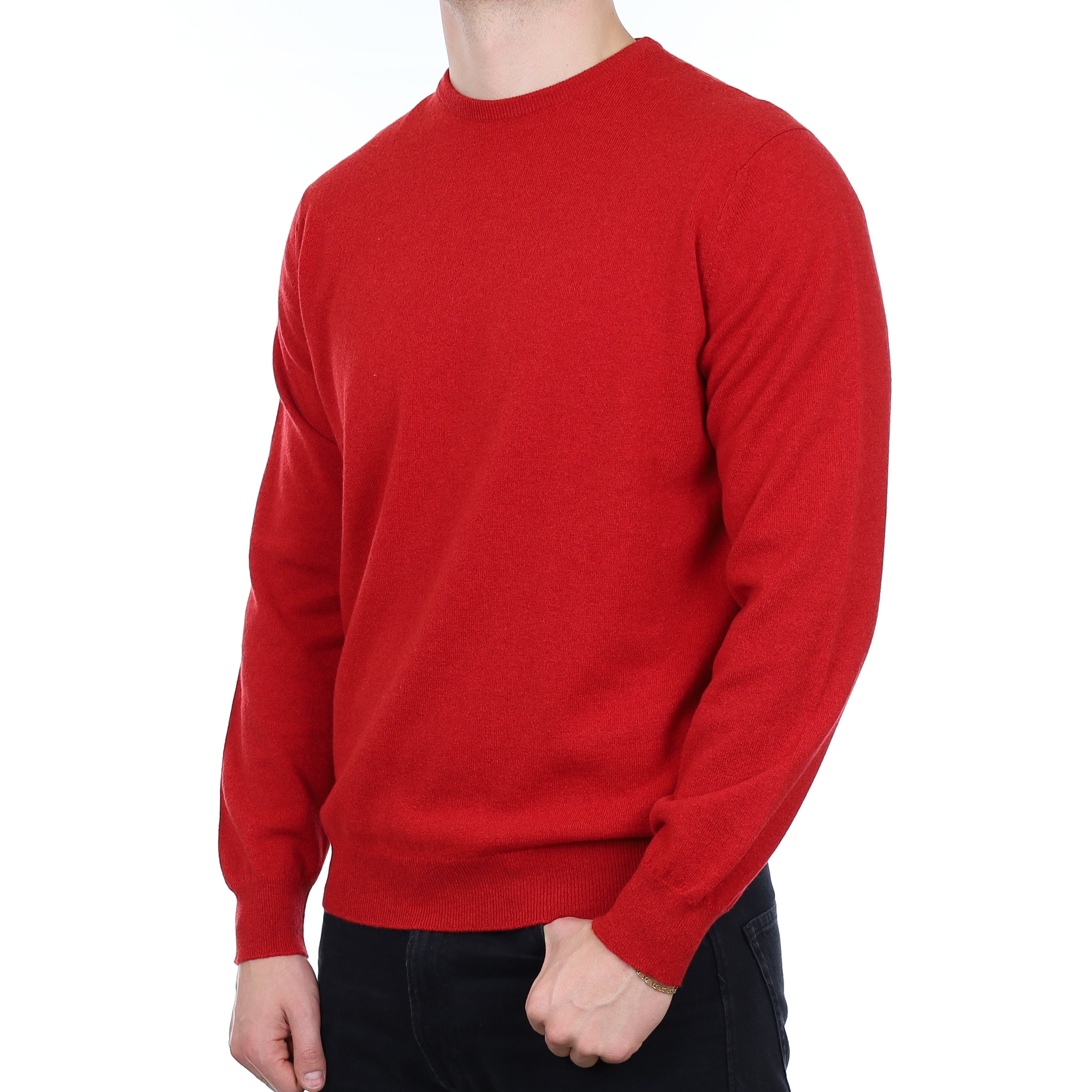 Men's Brand New Alex Begg Scarlet Red Cashmere Crew Neck Jumper XL