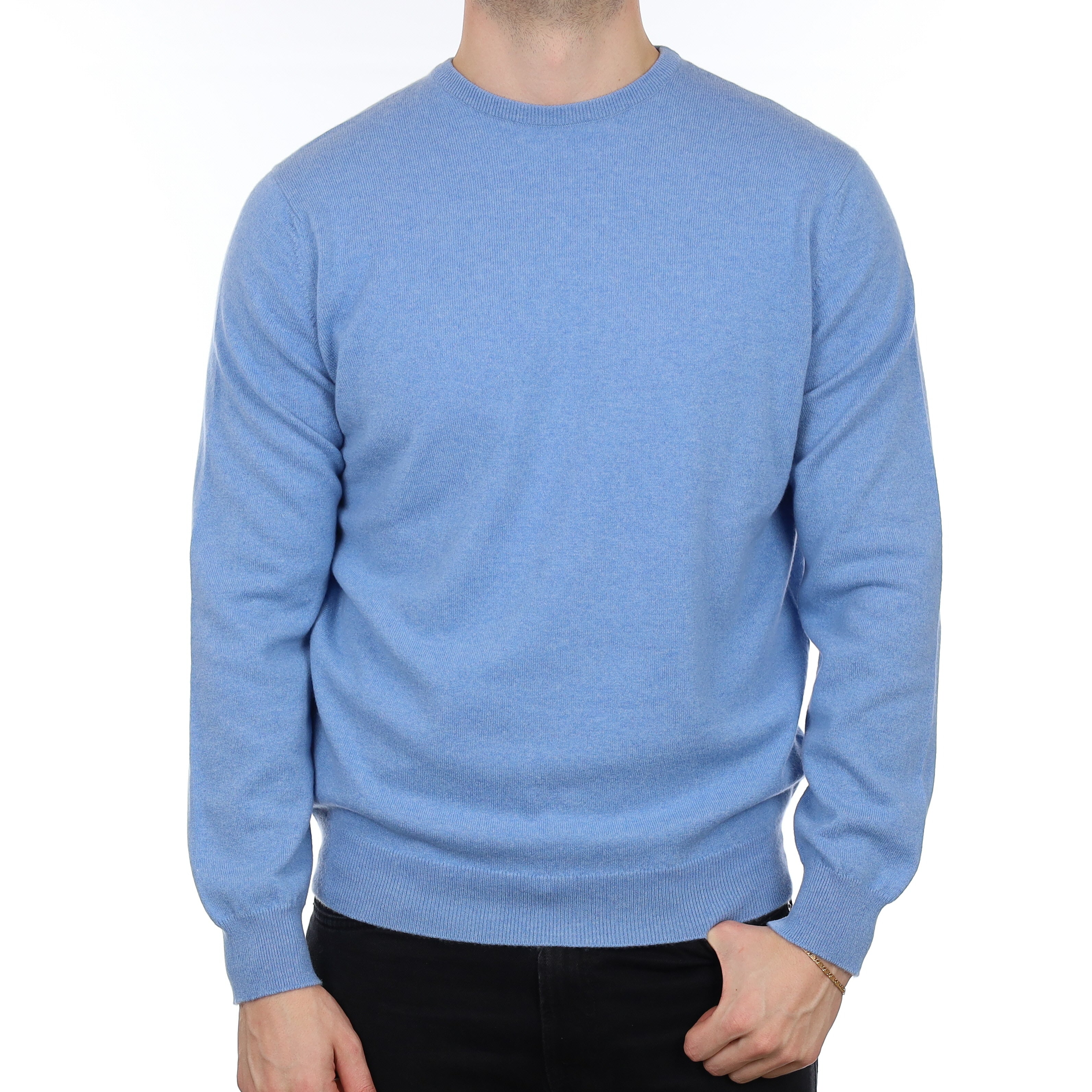 Men's Brand New Alex Begg Sky Blue Cashmere Crew Neck Jumper XL