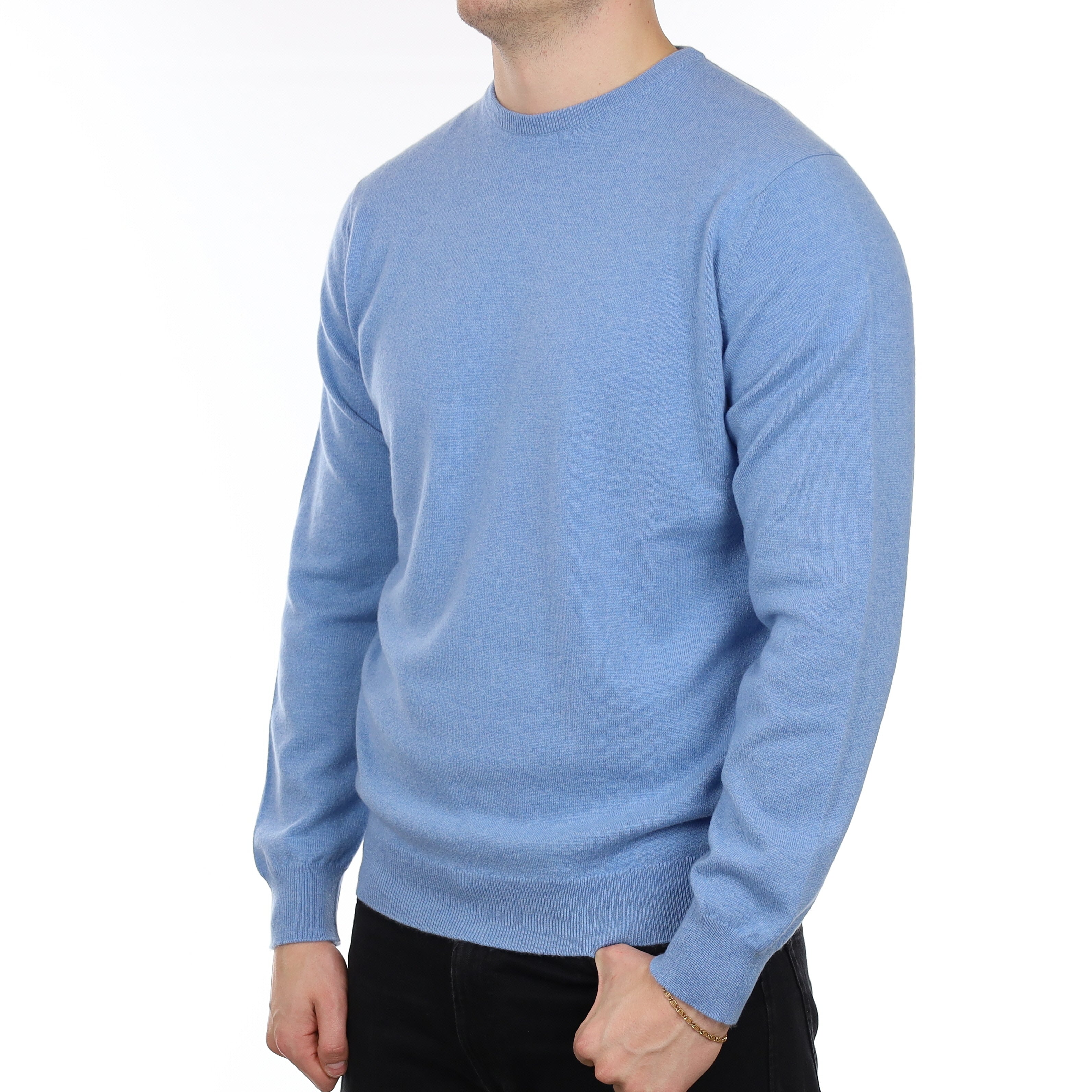 Men's Brand New Alex Begg Sky Blue Cashmere Crew Neck Jumper XL