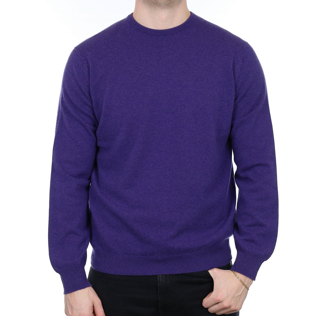 Men's Brand New Alex Begg Iris Purple Cashmere Crew Neck Jumper XL