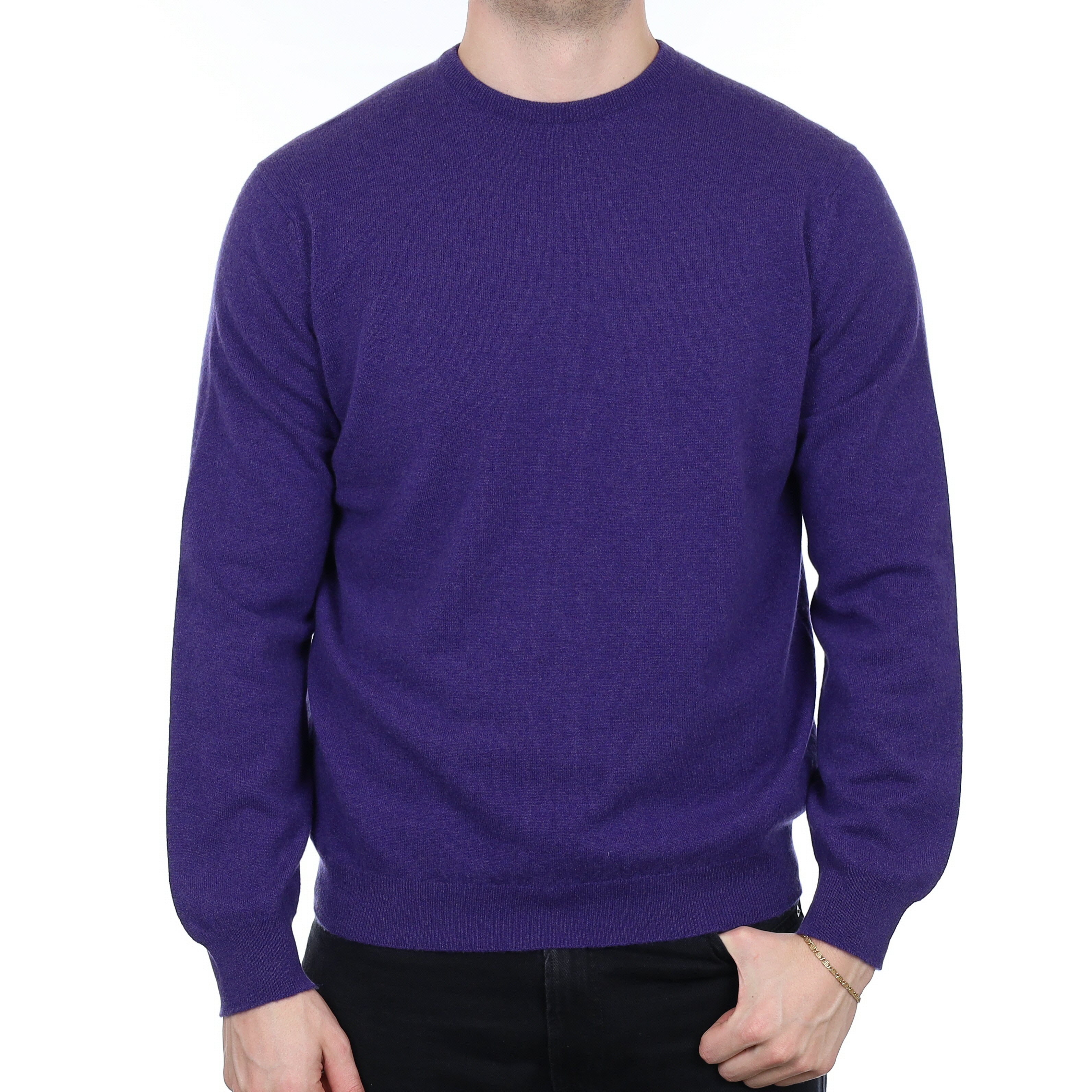 Men's Brand New Alex Begg Iris Purple Cashmere Crew Neck Jumper XL