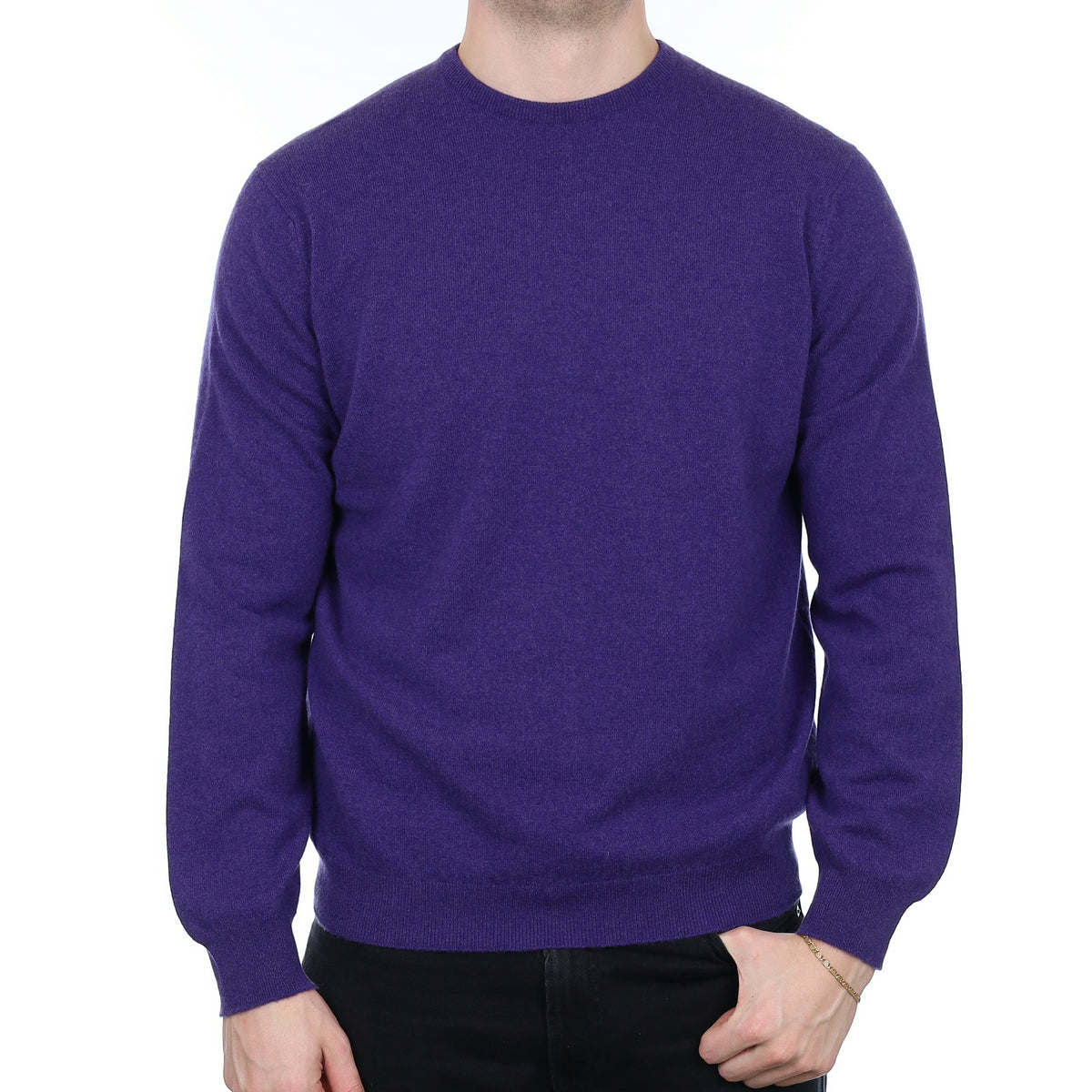Men's Brand New Alex Begg Iris Purple Cashmere Crew Neck Jumper XL