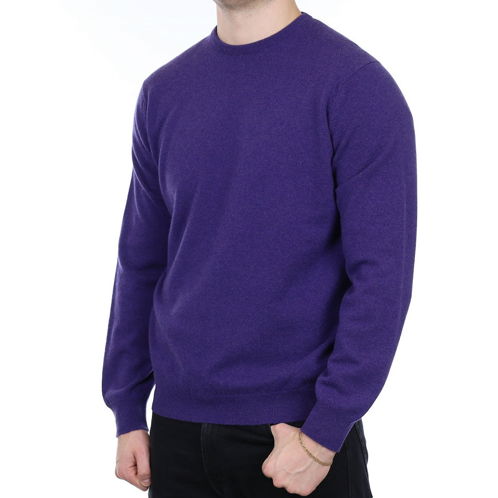 Men's Brand New Alex Begg Iris Purple Cashmere Crew Neck Jumper XL