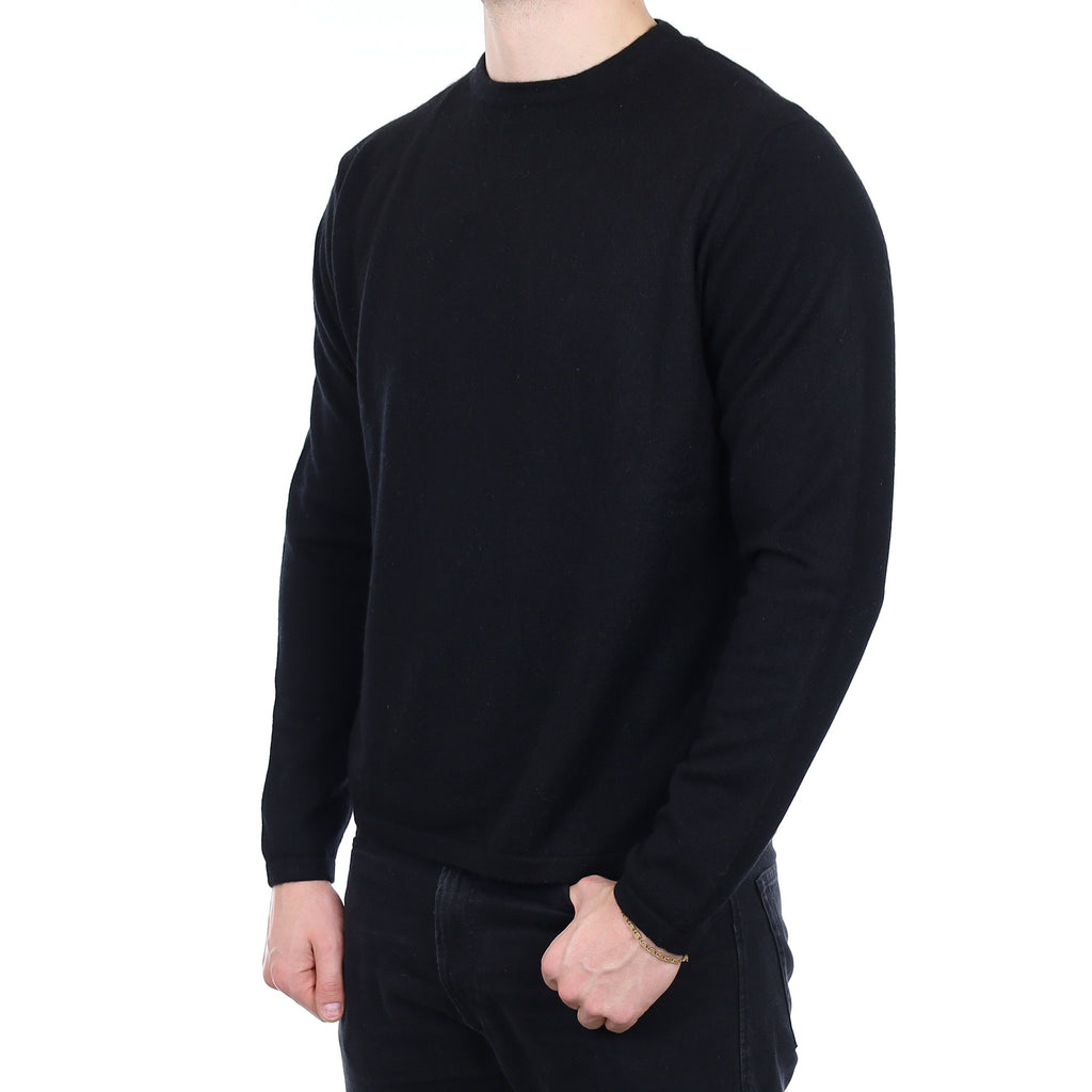Men's Black Cashmere Crew Neck Jumper XL
