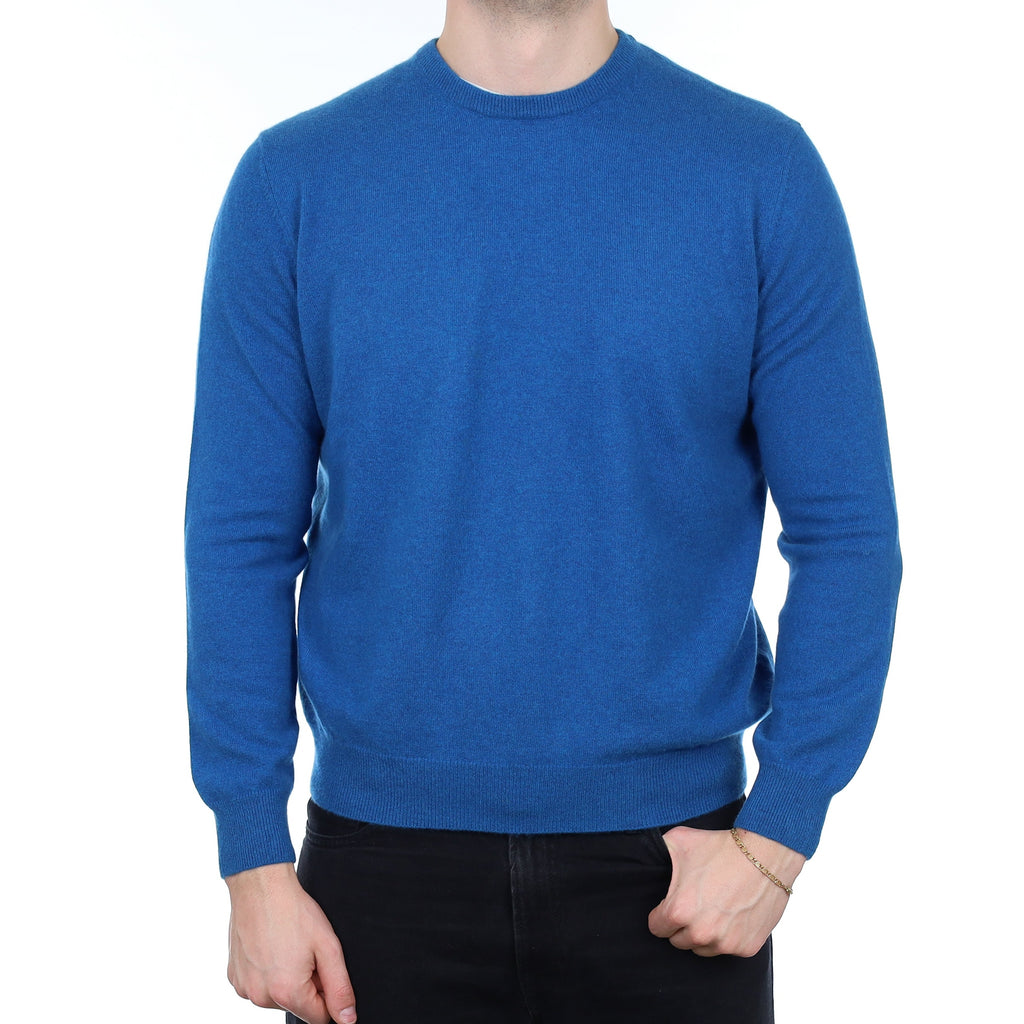 Men's Ocean Blue Cashmere Crew Neck Jumper XL