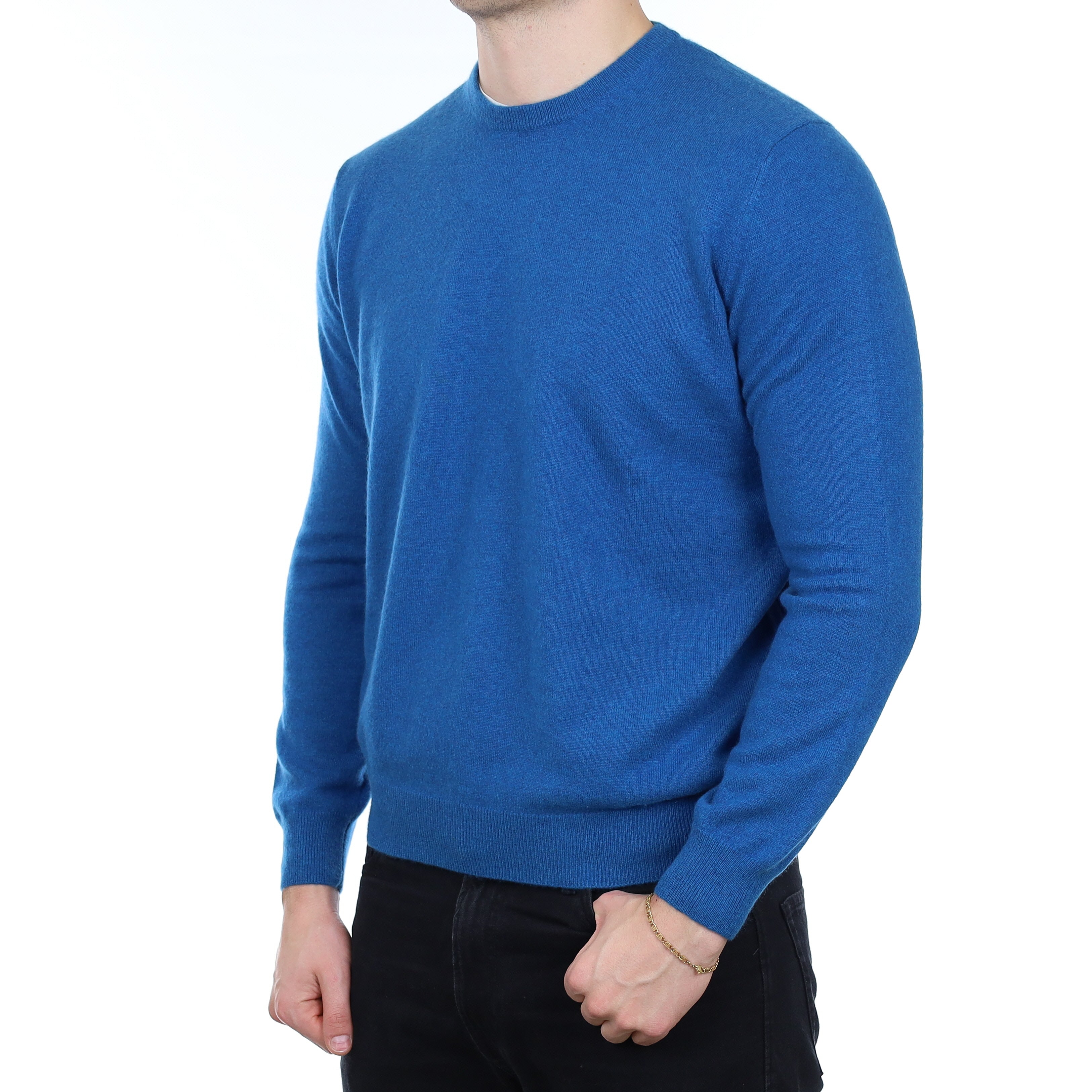 Men's Ocean Blue Cashmere Crew Neck Jumper XL