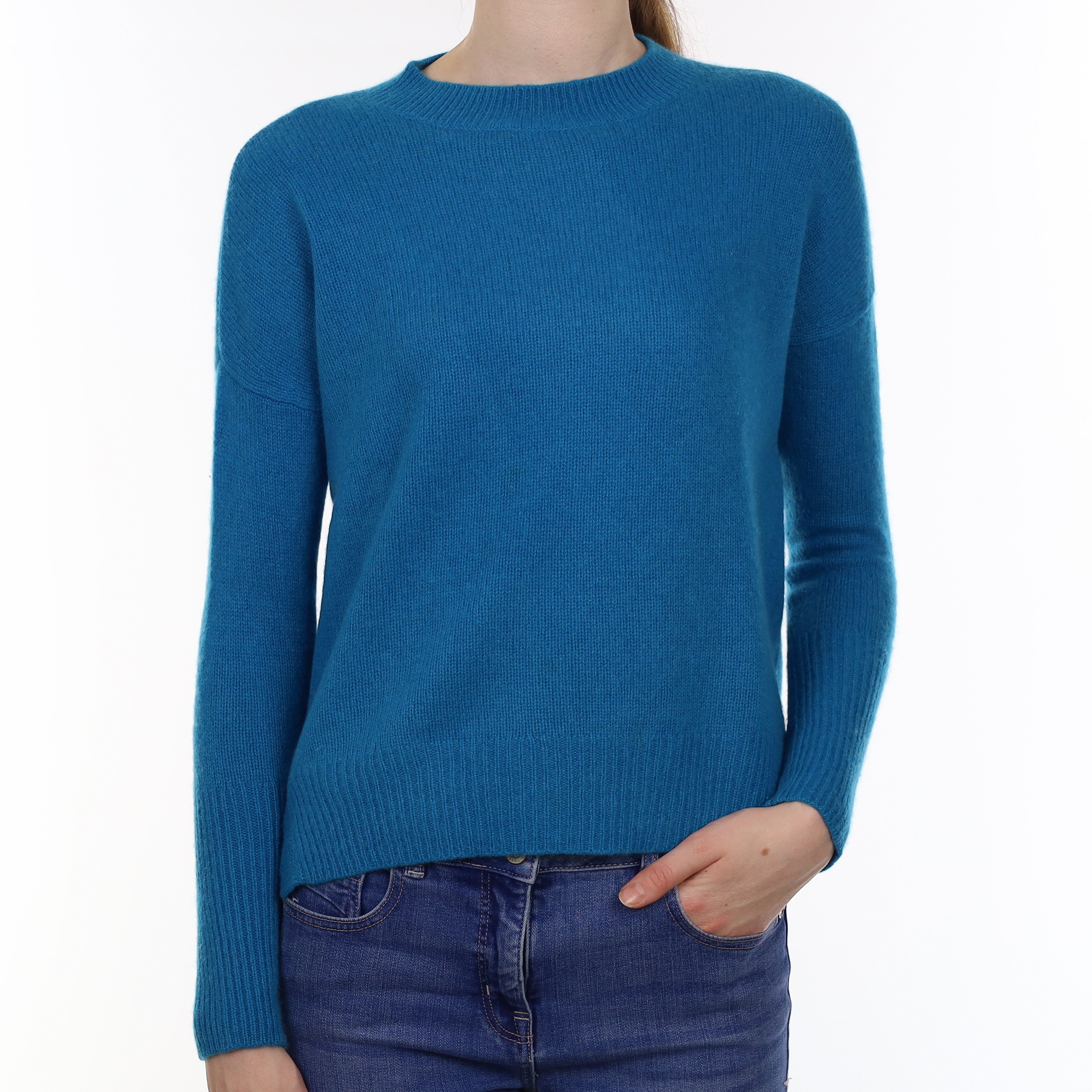 Jigsaw Bright Cyan Blue Cashmere Crew Neck Jumper Extra Small