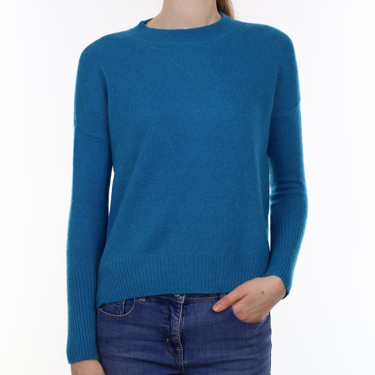 Jigsaw Bright Cyan Blue Cashmere Crew Neck Jumper Extra Small
