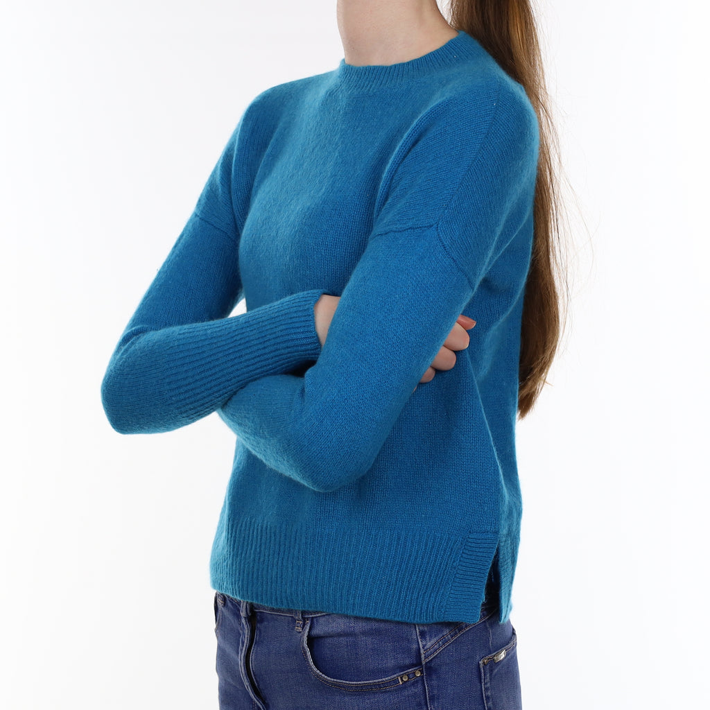 Jigsaw Bright Cyan Blue Cashmere Crew Neck Jumper Extra Small