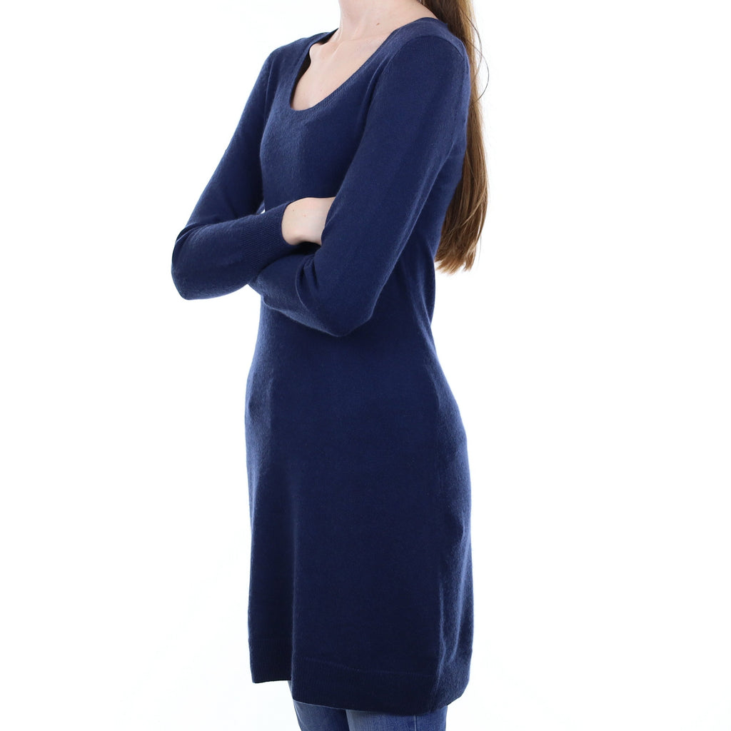 French Navy Cashmere Scoop Neck Dress Extra Small