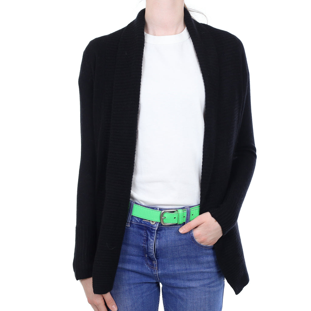 Black Cashmere Collared Edge to Edge Cardigan Extra Small