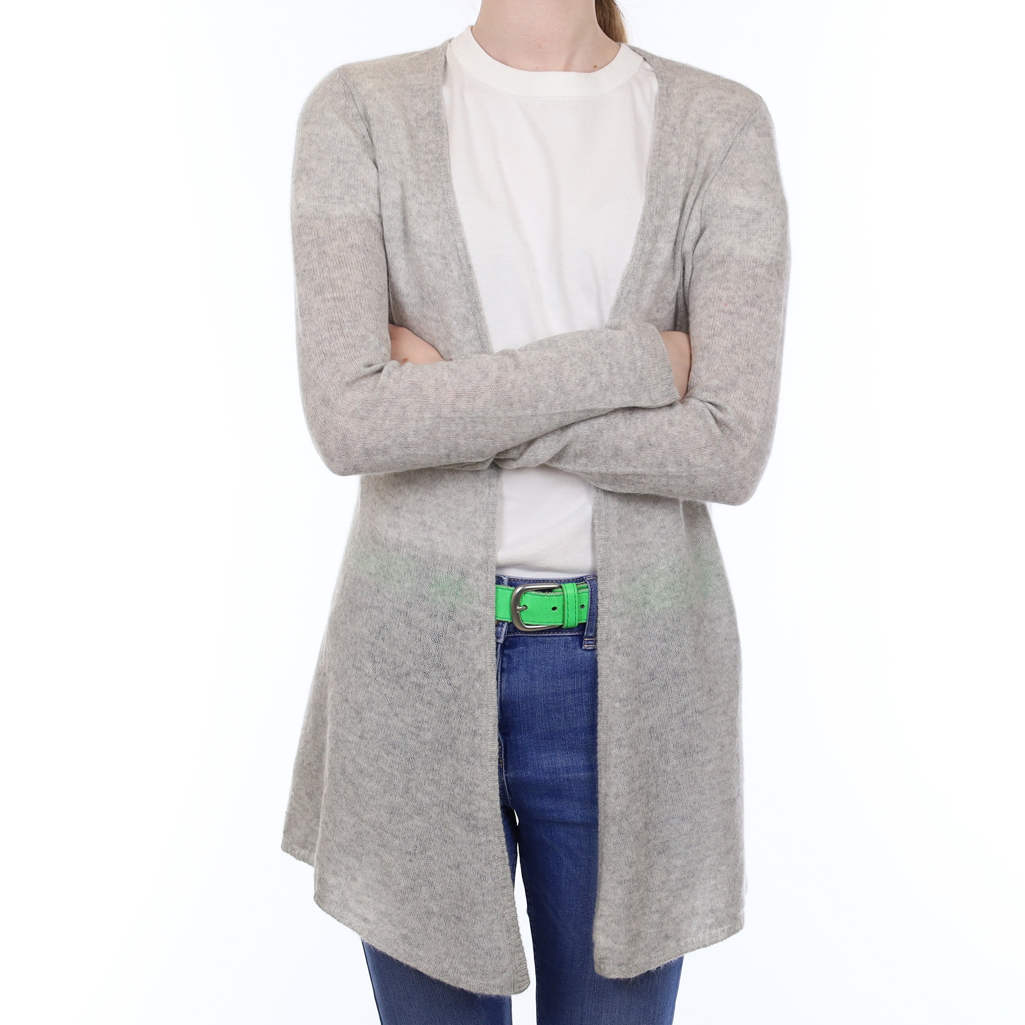 Mist Grey Cashmere Lightweight Edge to Edge Cardigan Extra Small