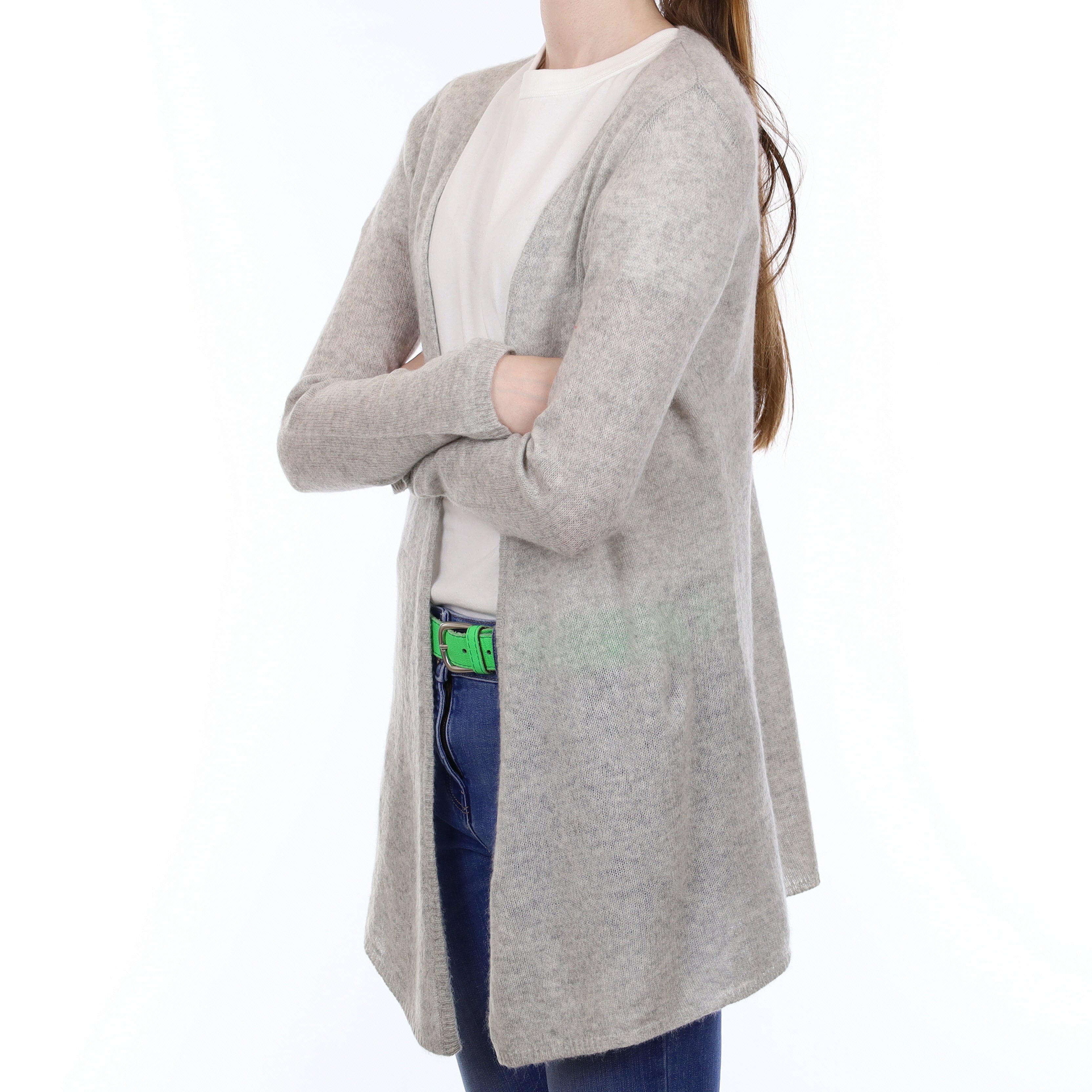 Mist Grey Cashmere Lightweight Edge to Edge Cardigan Extra Small