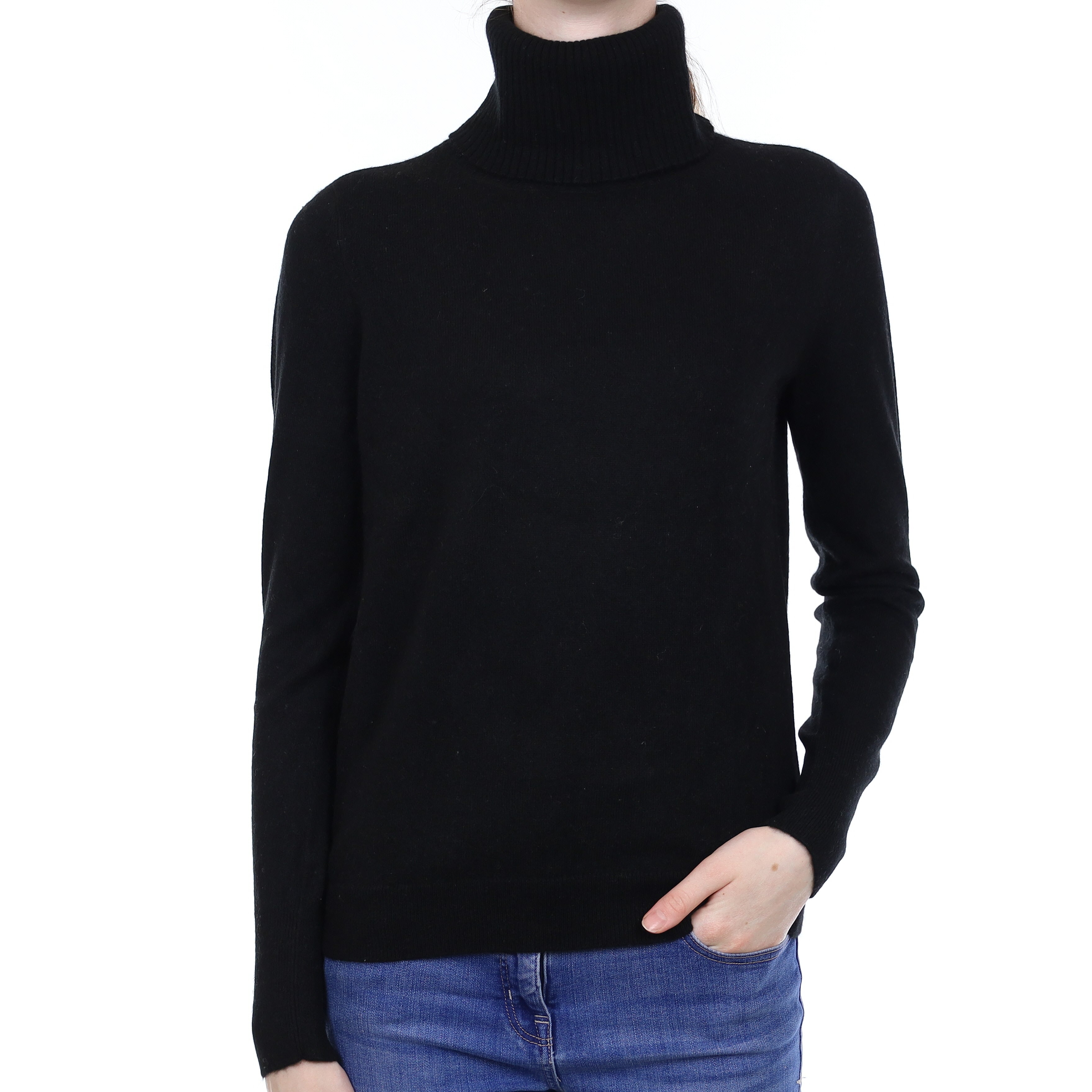 Black Cashmere Polo Neck Jumper Extra Small