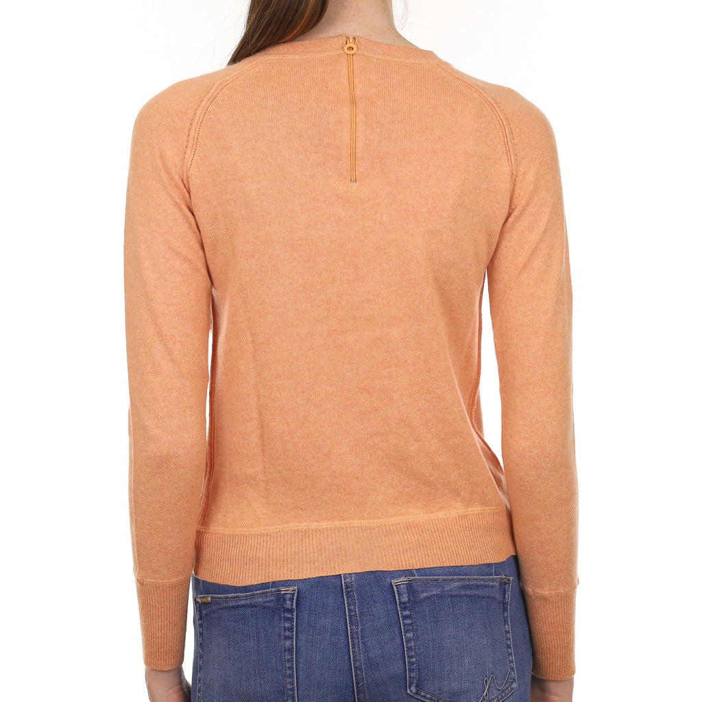 Sunset Orange Cashmere Zip Fastening Crew Neck Jumper Extra Small