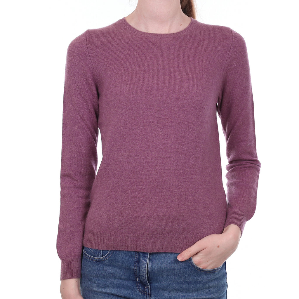 Heather Purple Cashmere Crew Neck Jumper Extra Small