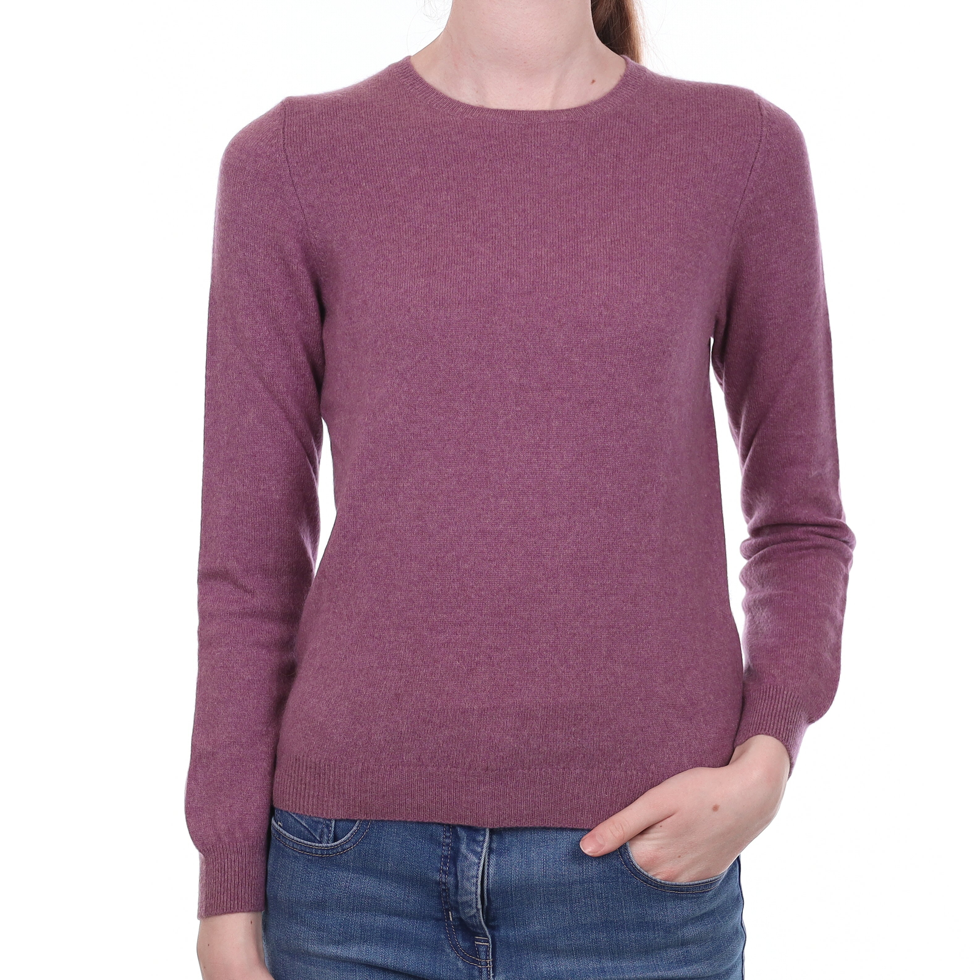 Heather Purple Cashmere Crew Neck Jumper Extra Small
