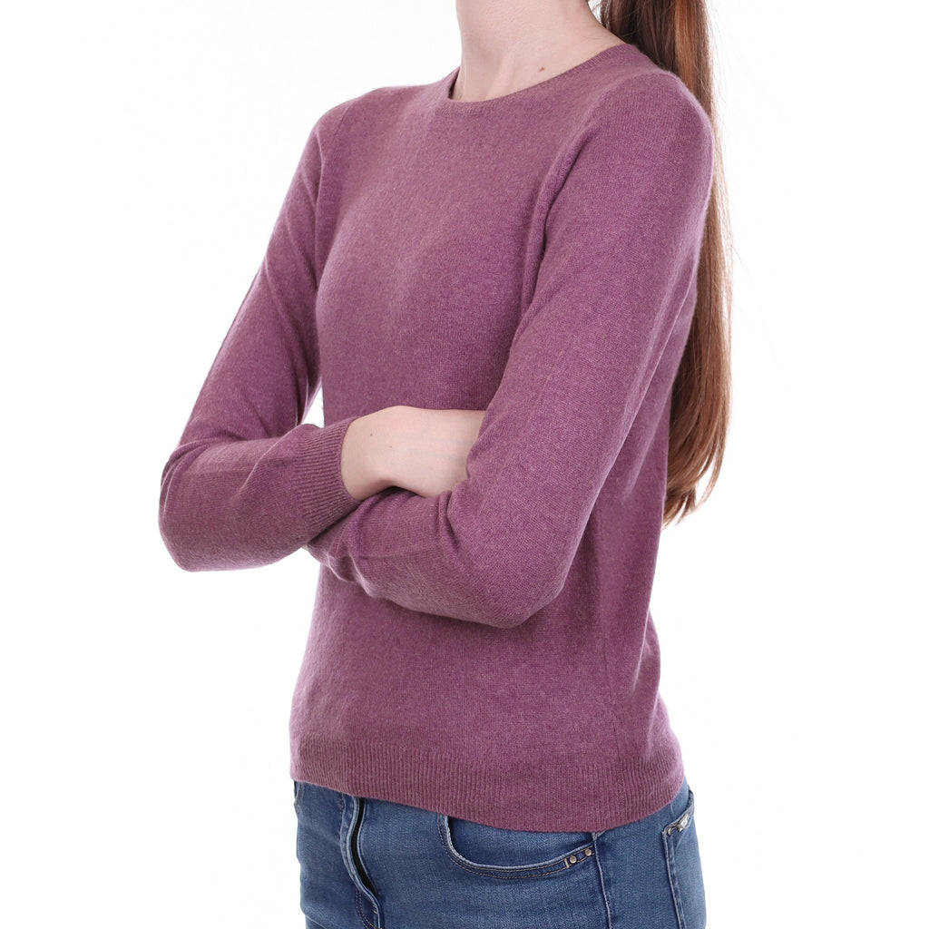 Heather Purple Cashmere Crew Neck Jumper Extra Small