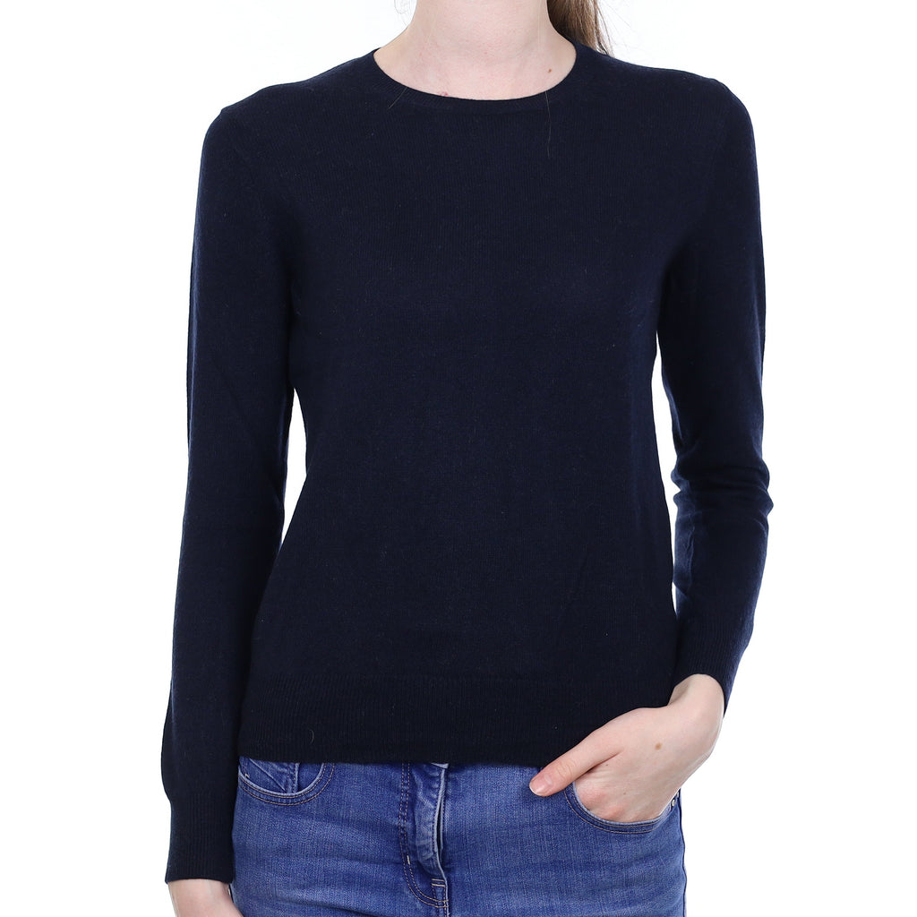 Dark Navy Cashmere Crew Neck Jumper Extra Small