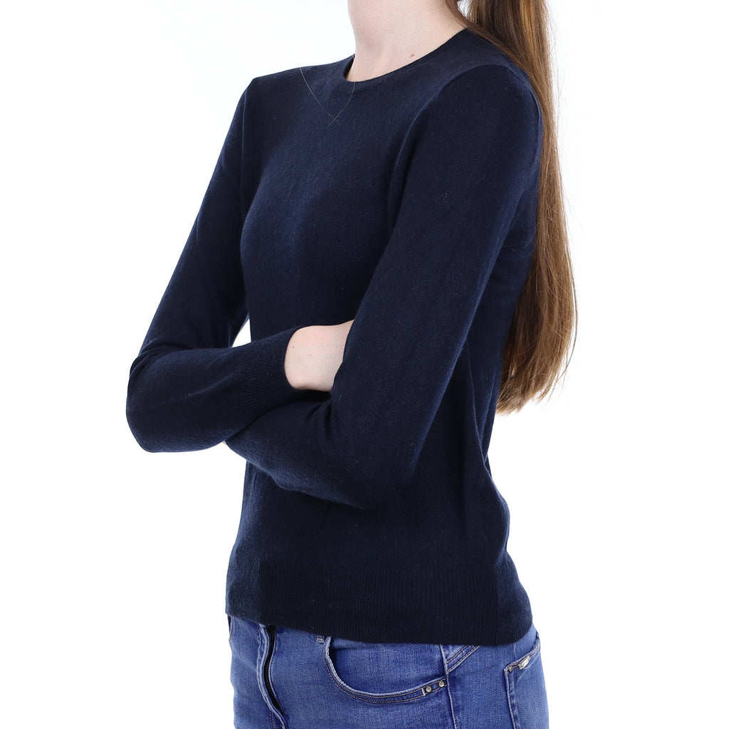 Dark Navy Cashmere Crew Neck Jumper Extra Small