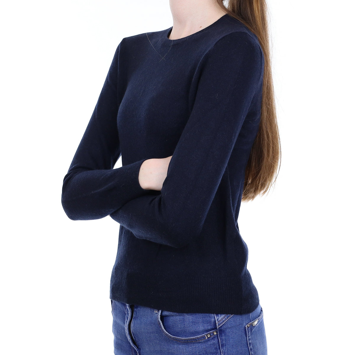 Dark Navy Cashmere Crew Neck Jumper Extra Small