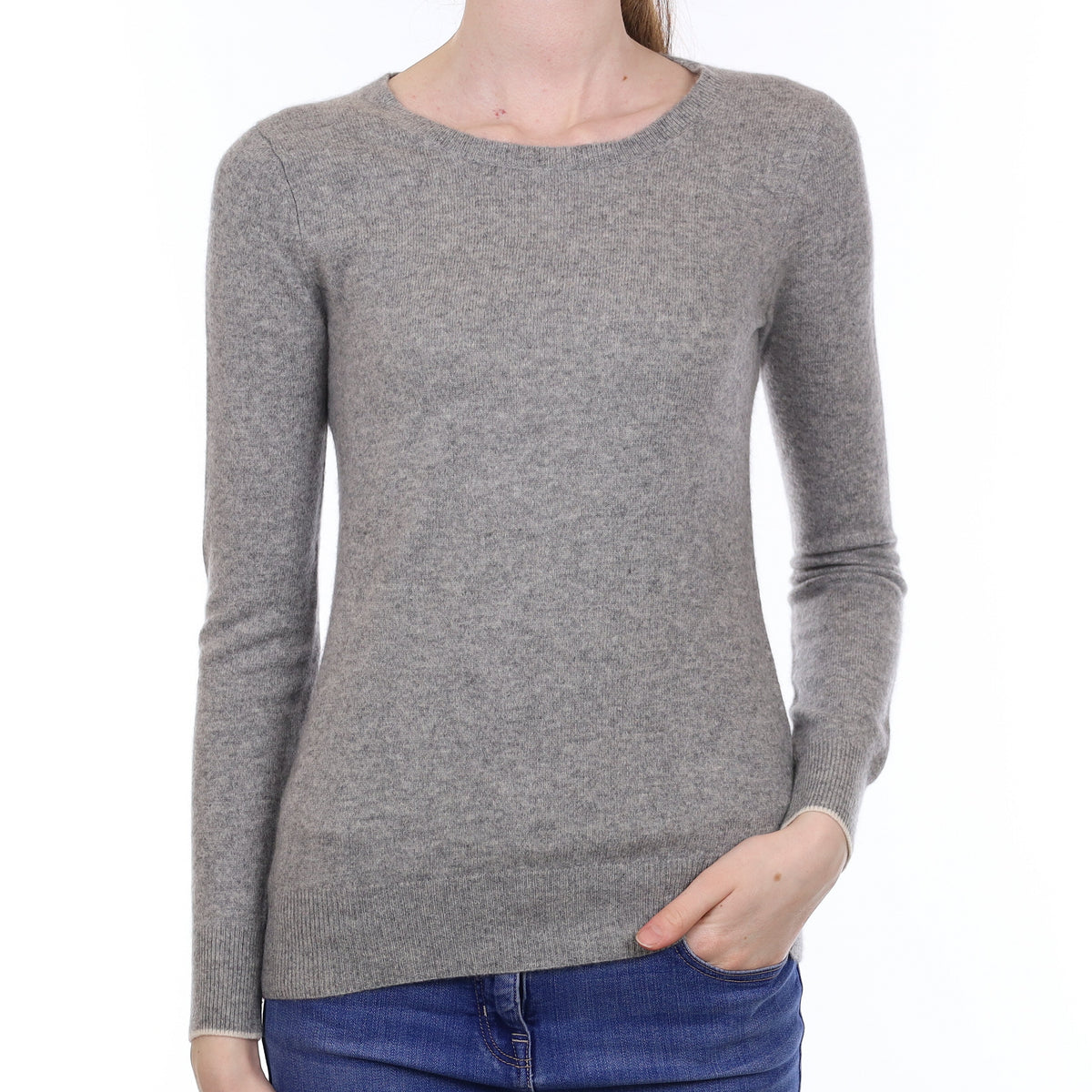 Smoke Grey Cashmere Crew Neck Jumper Extra Small