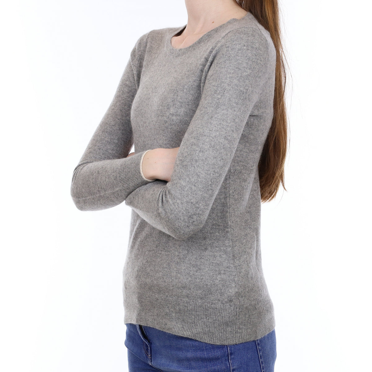 Smoke Grey Cashmere Crew Neck Jumper Extra Small