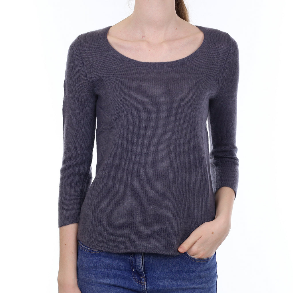 Stone Purple Cashmere Crew Neck Jumper Extra Small