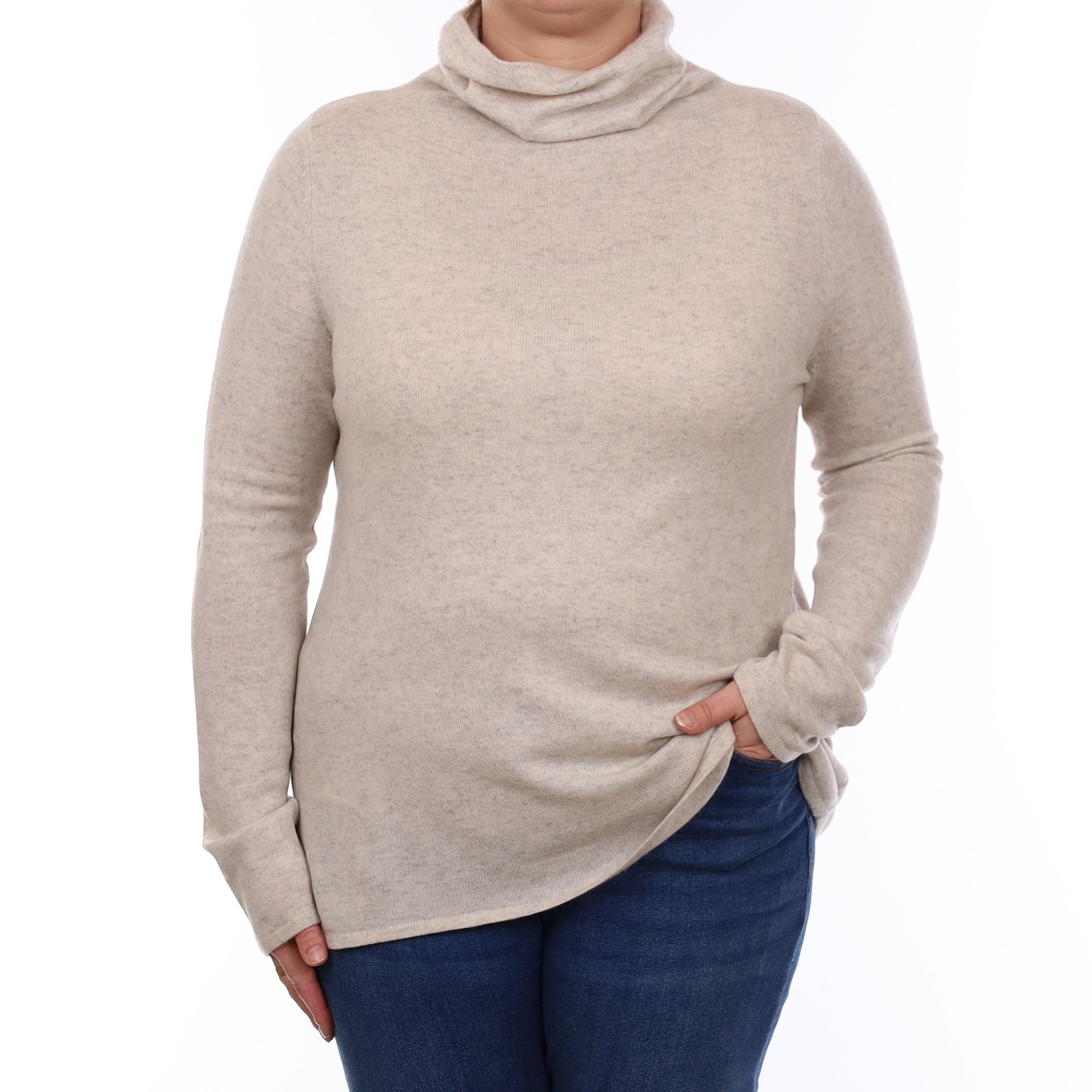 Mist Grey Cashmere Cowl Neck Jumper Large