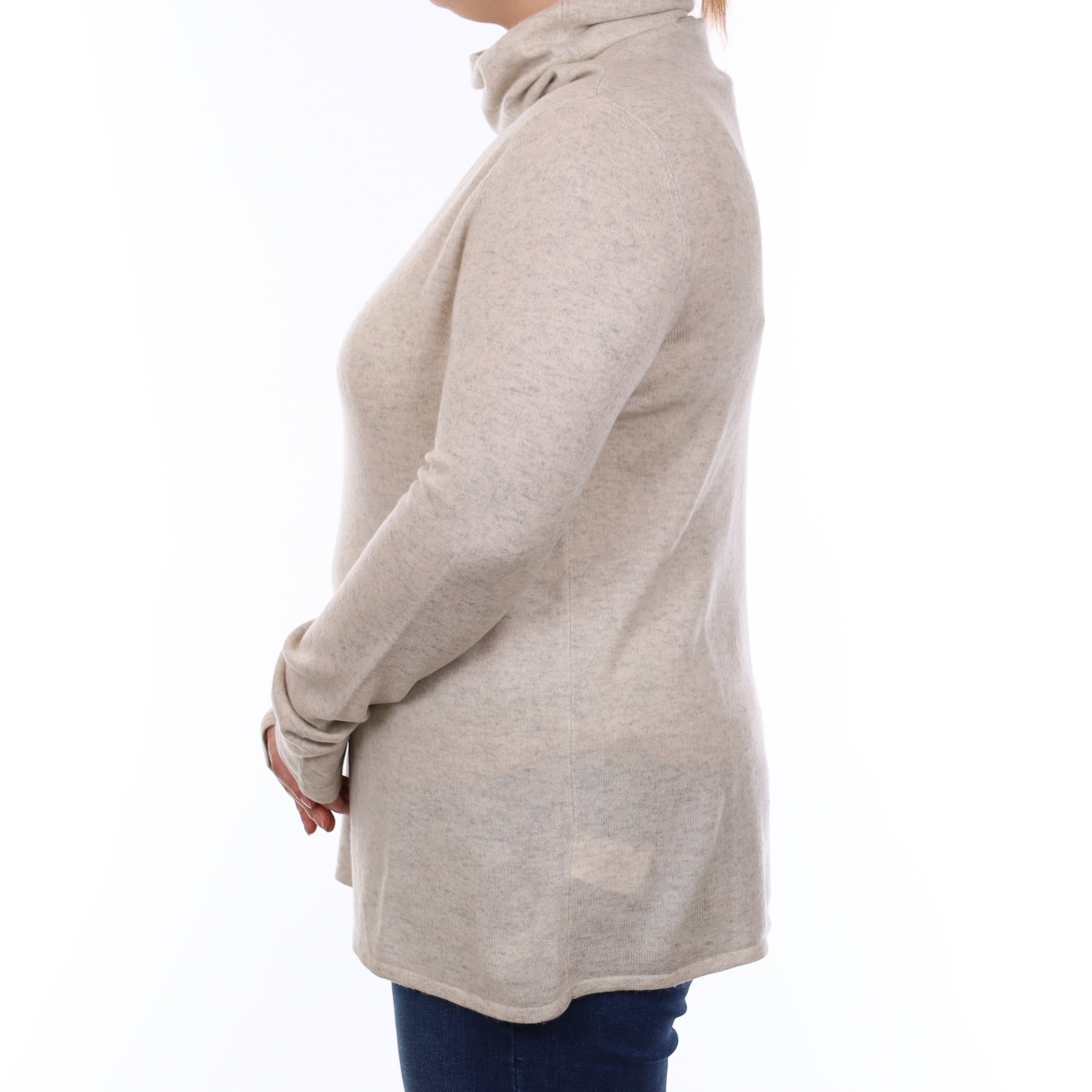 Mist Grey Cashmere Cowl Neck Jumper Large