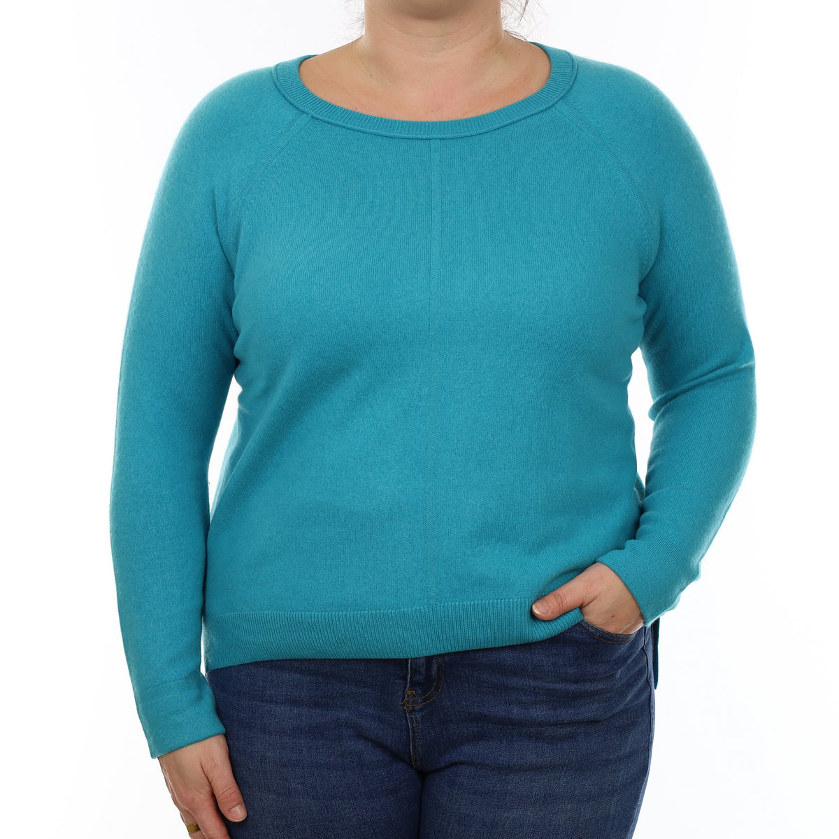 Turquoise Blue Cashmere Crew Neck Jumper Large