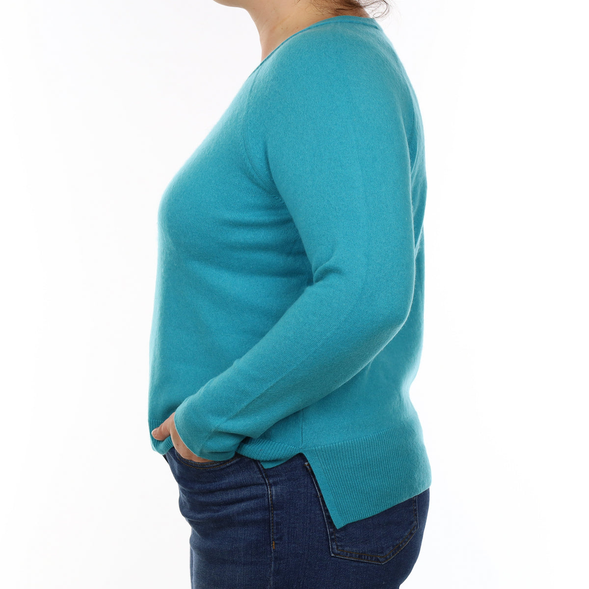 Turquoise Blue Cashmere Crew Neck Jumper Large