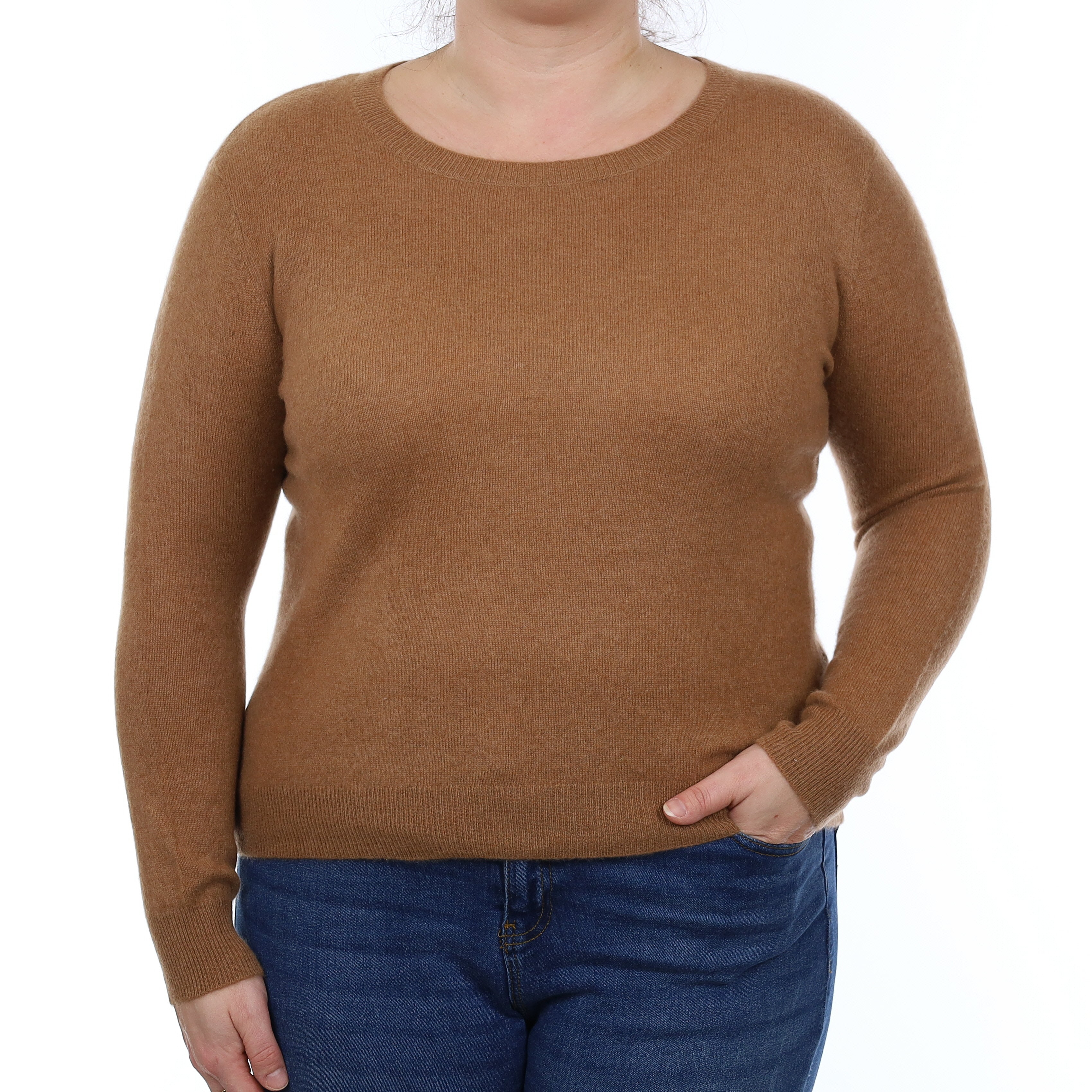 Cinnamon Brown Cashmere Crew Neck Jumper Large