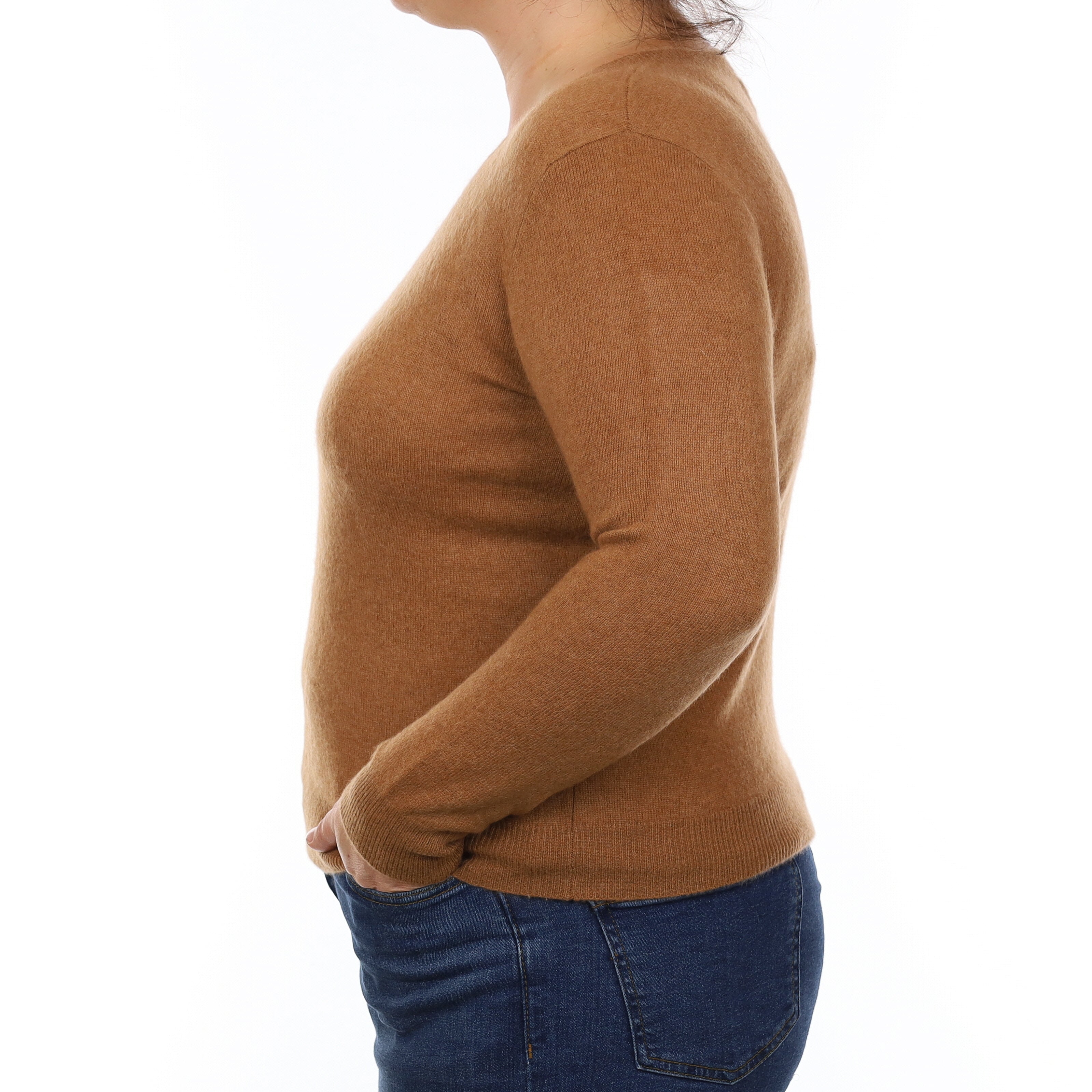 Cinnamon Brown Cashmere Crew Neck Jumper Large