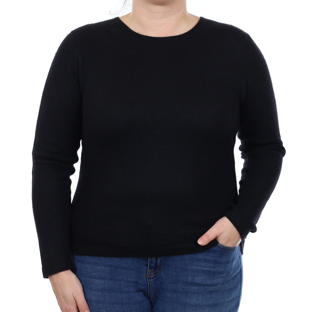 Black Cashmere Crew Neck Jumper Large