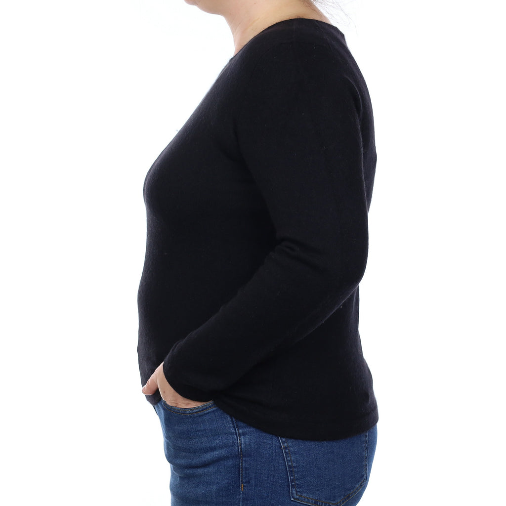 Black Cashmere Crew Neck Jumper Large