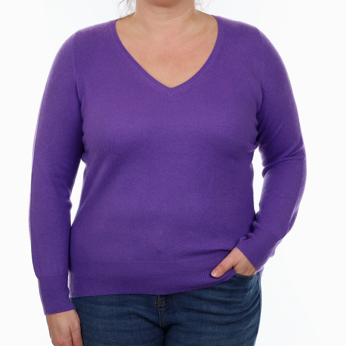 Periwinkle Purple Cashmere V Neck Jumper Large