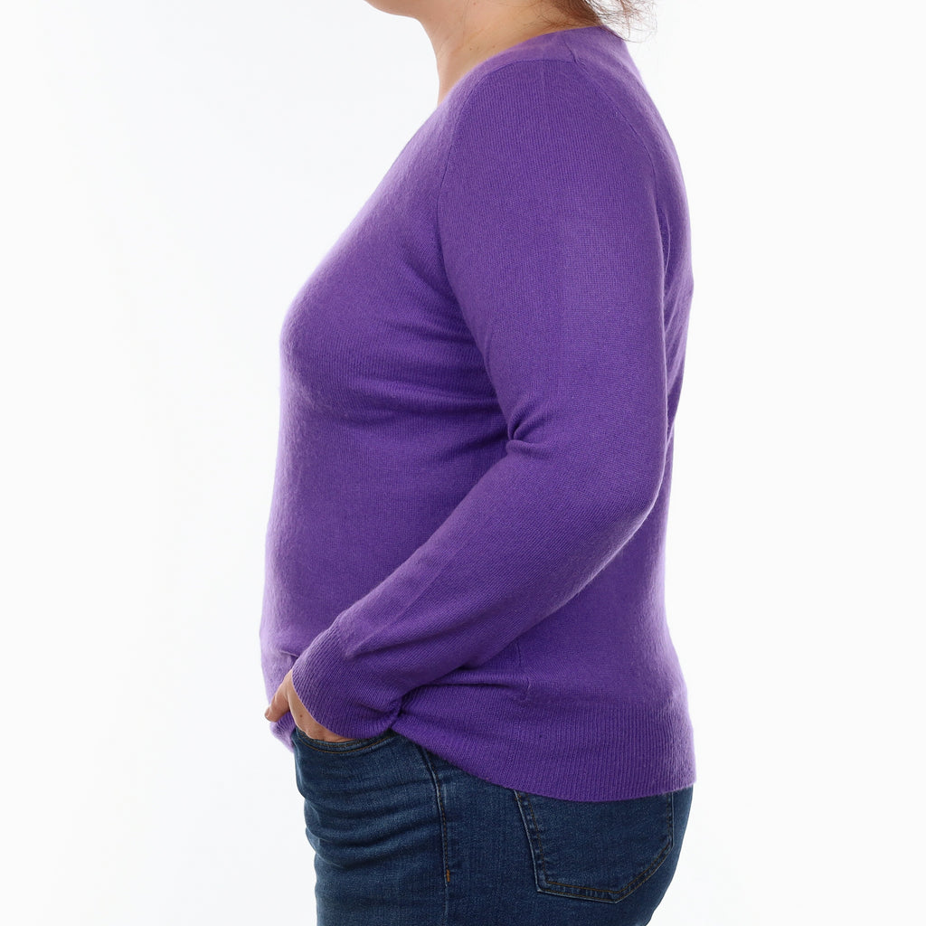 Periwinkle Purple Cashmere V Neck Jumper Large