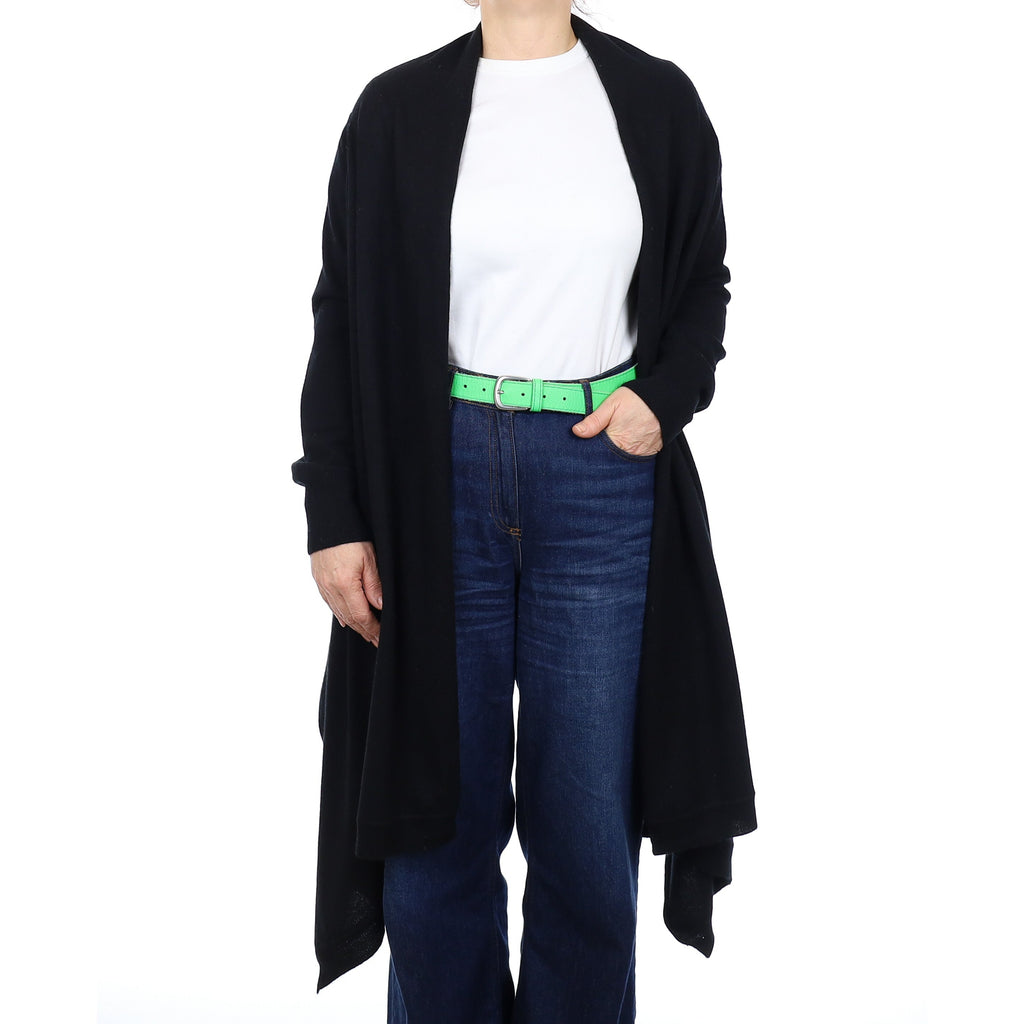 Donna Karan Black Cashmere Drape Cardigan Medium