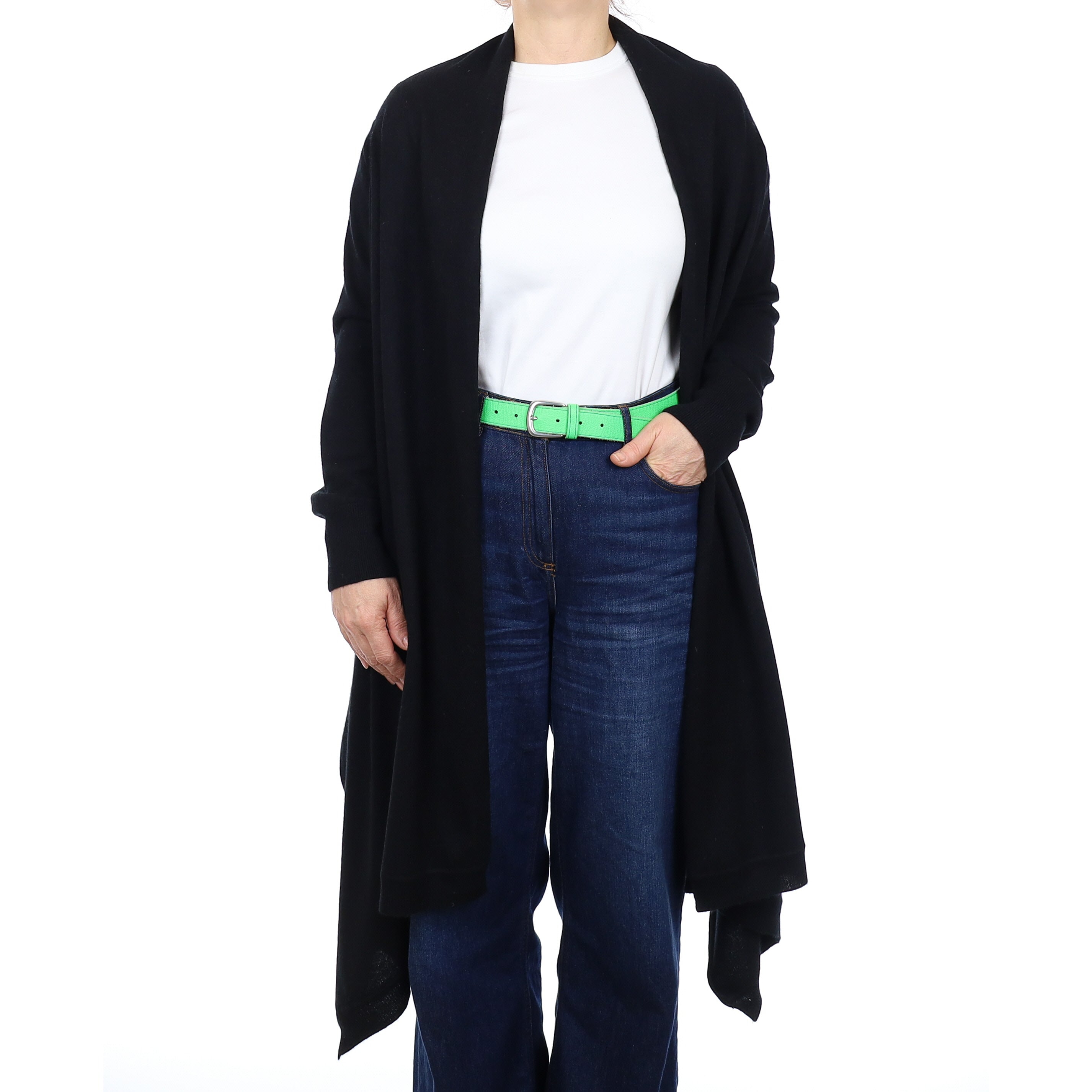 Donna Karan Black Cashmere Drape Cardigan Medium